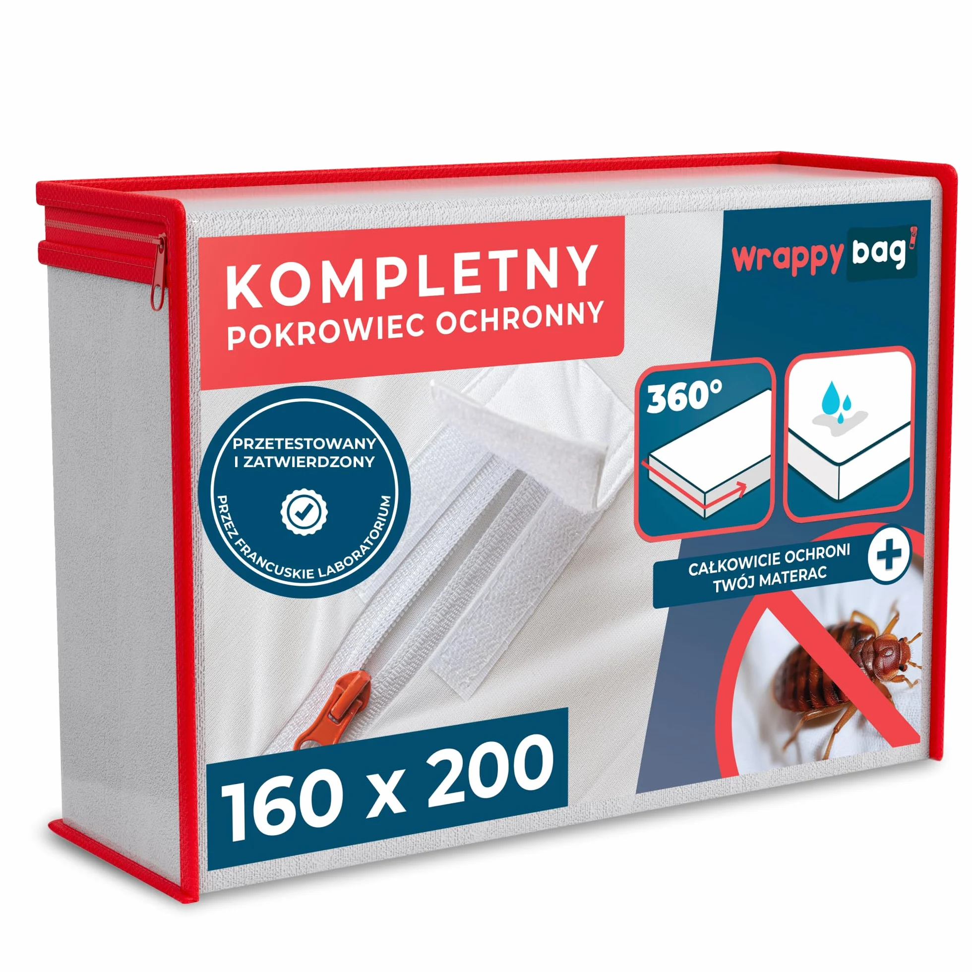 WRAPPYBAG® Wodoodporny pokrowiec ochronny na materac bawełniany 14 rozmiarów