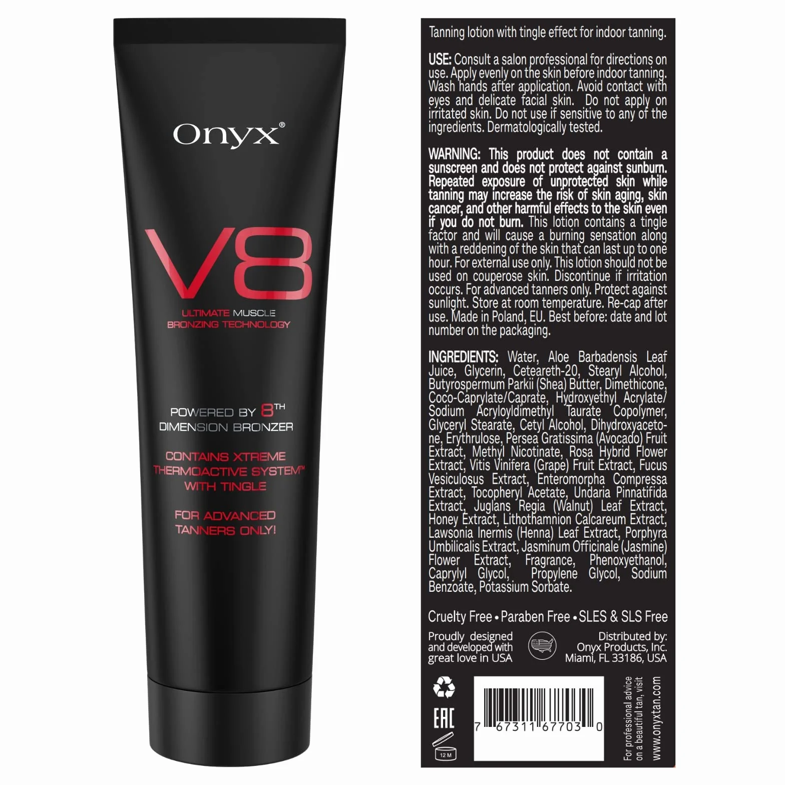 Onyx V8 - Zaawansowany Bronzer Rozgrzewający z Efektem Tingle Intensywnie Brązujący Idealny do Trudno Opalających się Części Ciała dla Mężczyzn