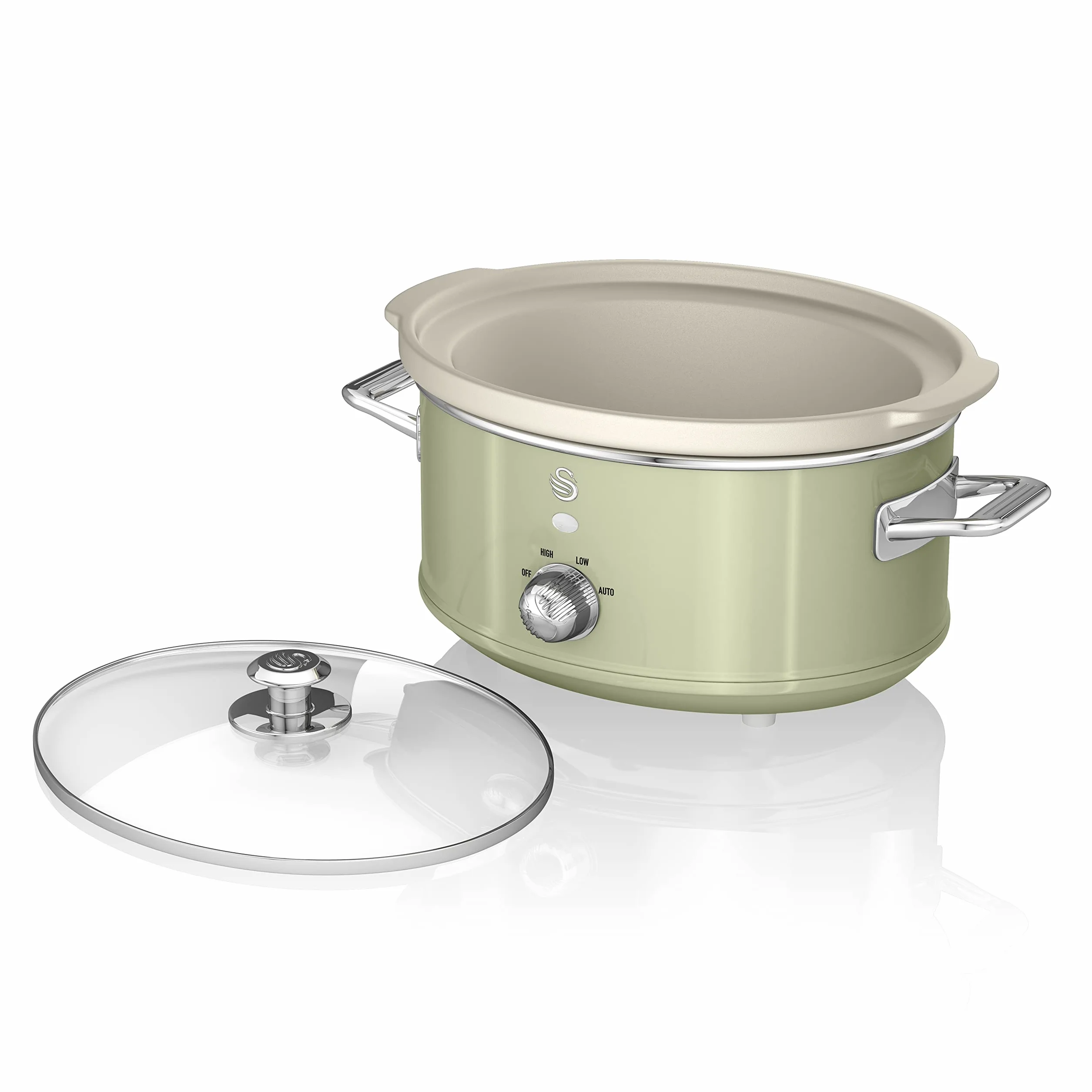 Swan Retro Wolnostojący garnek 3,5L Slow Cooker, Zielony, 200W