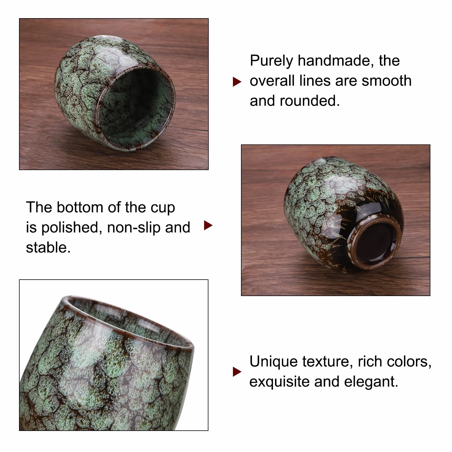 QUARKZMAN 4 szt. Ceramiczne chińskie filiżanki do herbaty 5,41 uncji tradycyjny styl Gong Fu japoński zestaw do herbaty bez uchwytu mały kubek do herbaty Mate Coffee Wino napoje, Indygo