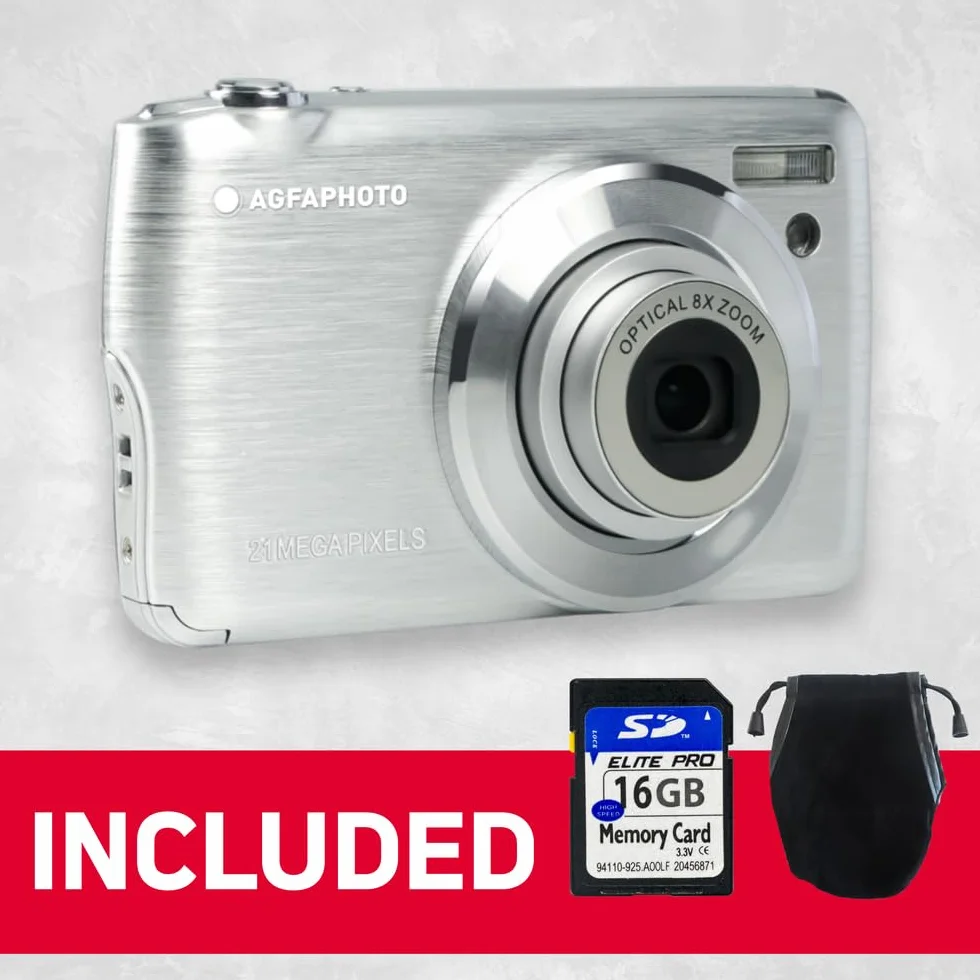 AGFAPHOTO Realishot DC8200 Argent + étui + carte SD 16 Go