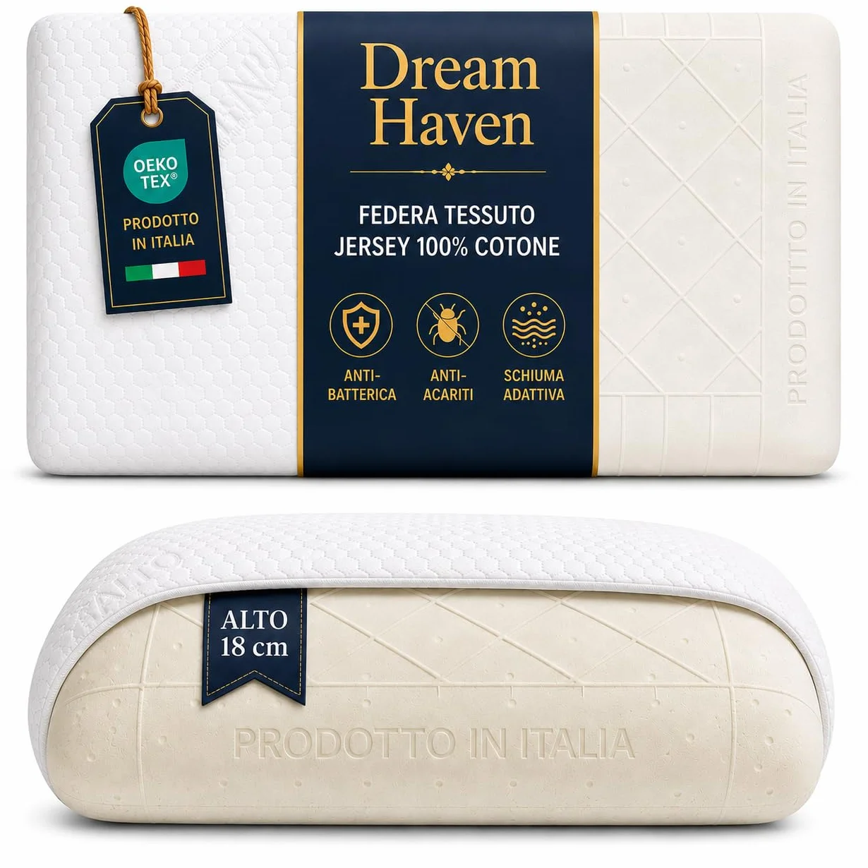 Poduszka z pianki pamięciowej 18 cm antyalergiczna chłodząca na kark DREAM HAVEN
