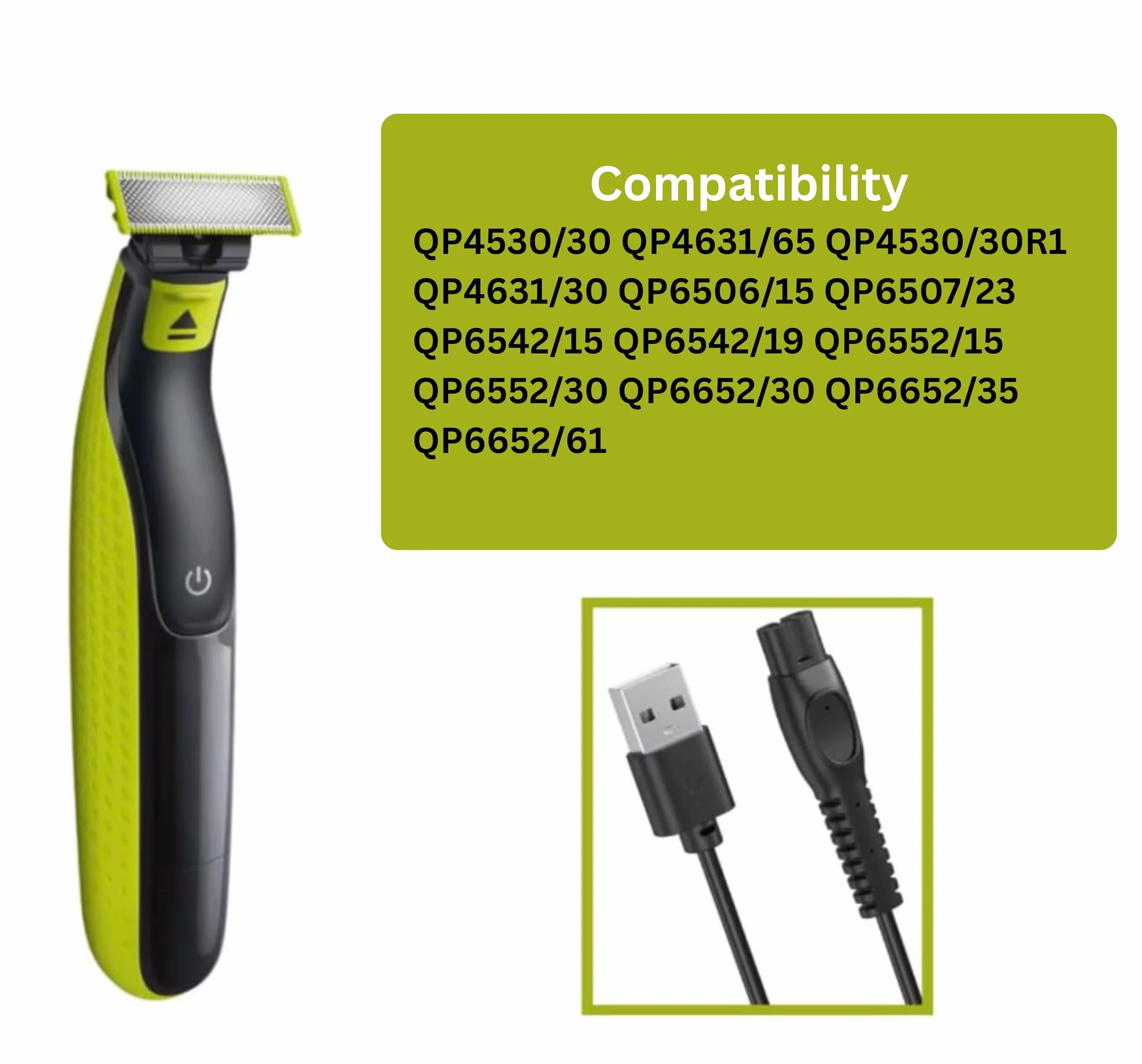 Zamienny kabel USB 5V 100cm ładowarka do golarki elektrycznej Philips QP4530, QP4631, QP6507, QP6542, QP6552