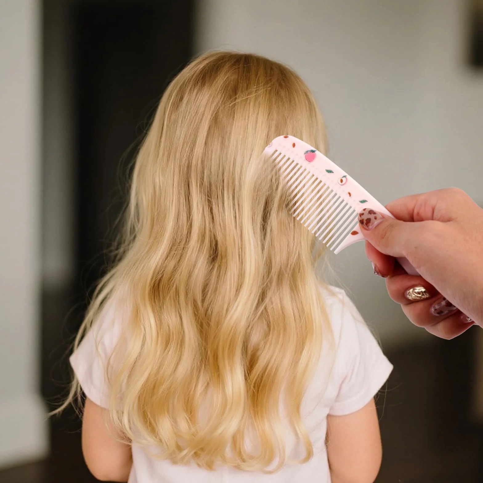 lasuroa Zestaw 2 Uroczych Grzebieni dla Dziewczynek, Różowy Brzoskwiniowy Grzebień & Grzebień z Końcówką, Mała Plastikowa Szczotka dla Maluchów, Dzieci, Kobiet, Każdy Rodzaj Włosów