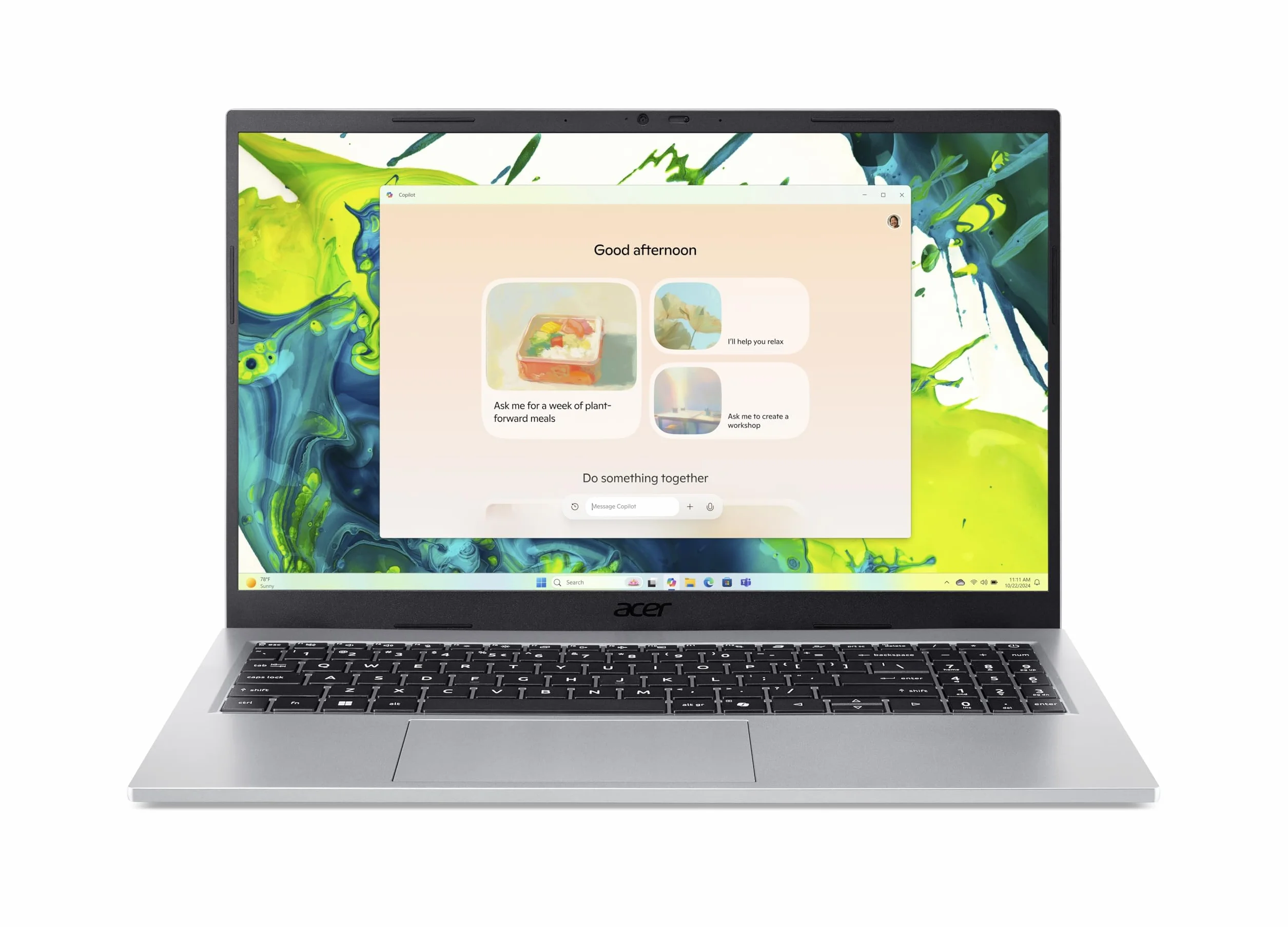 Acer Aspire Go 15 (AG15-72P-52M0) laptop, wyświetlacz FHD IPS 15,6", Intel Core 5 120U, 16 GB RAM, 512 GB SSD, karta graficzna Intel, Windows 11, klawiatura QWERTY, srebrna