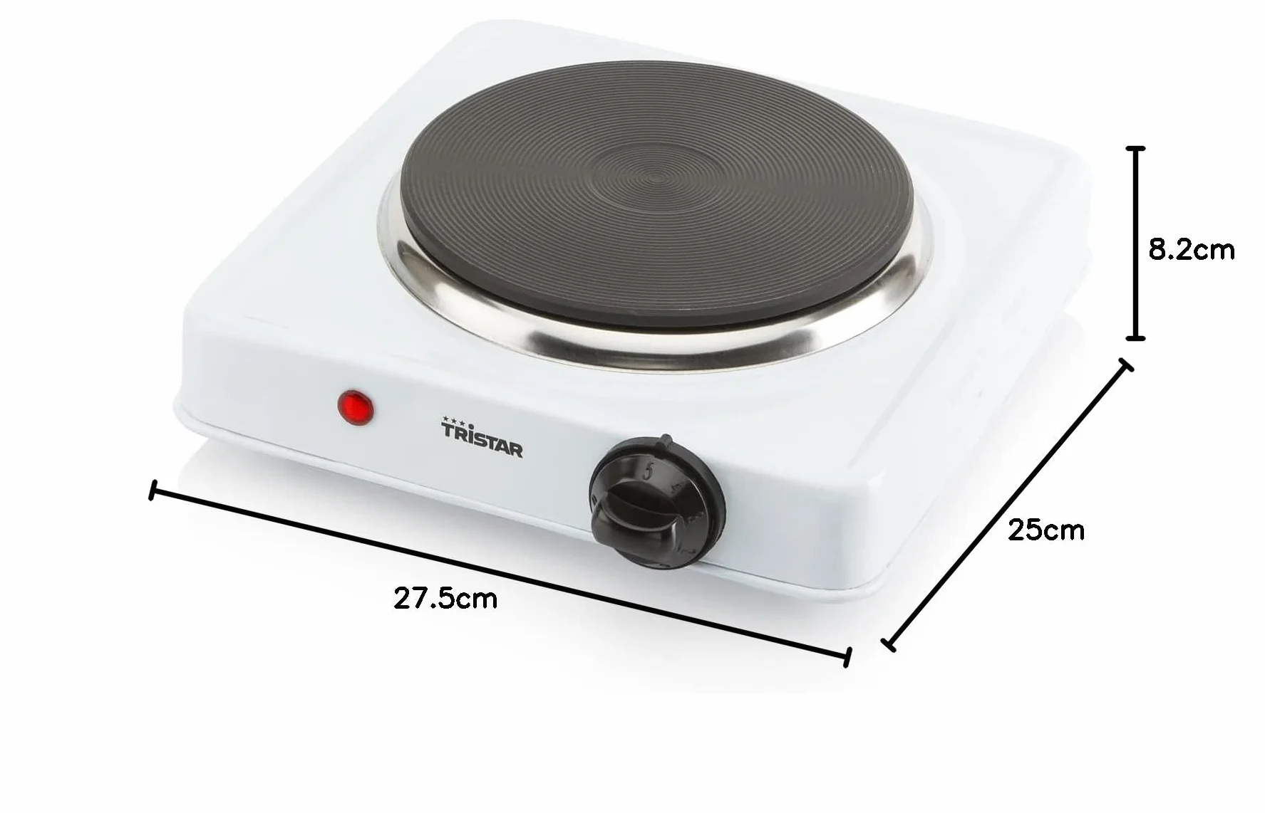Tristar Płyta grzewcza KP-6185 1000 W stal nierdzewna 15 cm termostat biały