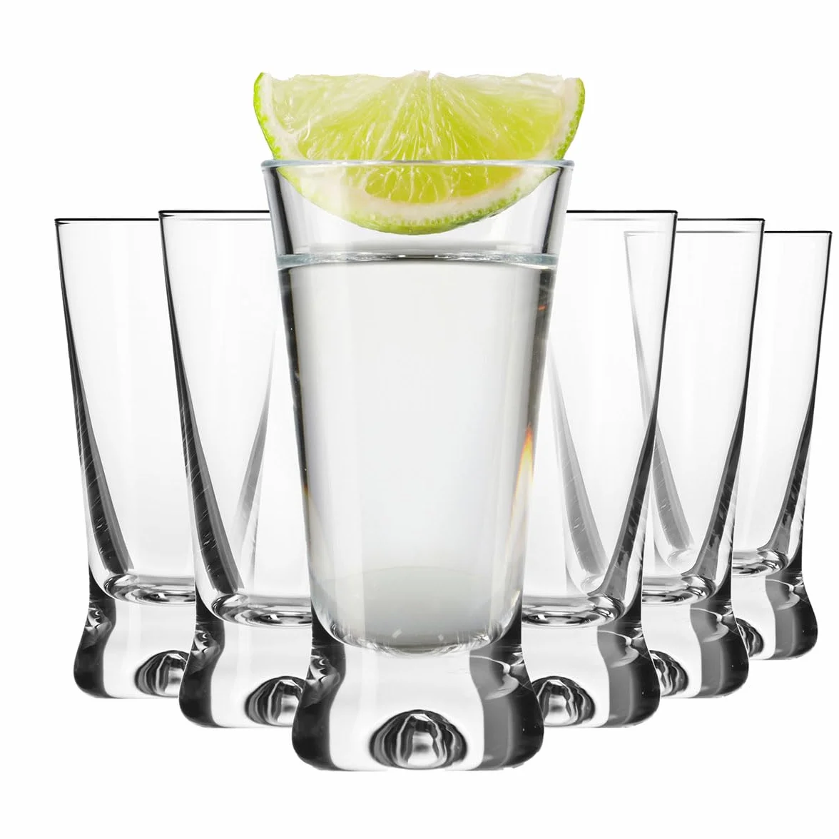 KROSNO | Kieliszki do wódki, szotów i likierów | Komplet 6 x 50 ml | Kolekcja X‑Line | Bezołowiowe szkło kryształowe, Grube dno z pęcherzem powietrza | Wygodna czarka, Uniwersalny | Do zmywarki