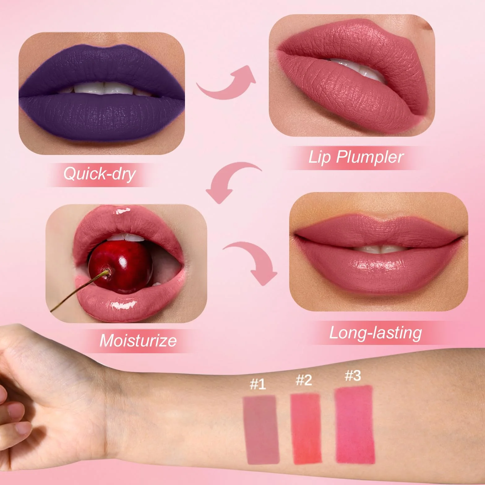 Prreal Zestaw 3 szt. peel off Lip Liner Stainstain, matowe wykończenie konturówki do ust, wodoodporny, długotrwały, nieprzywierający
