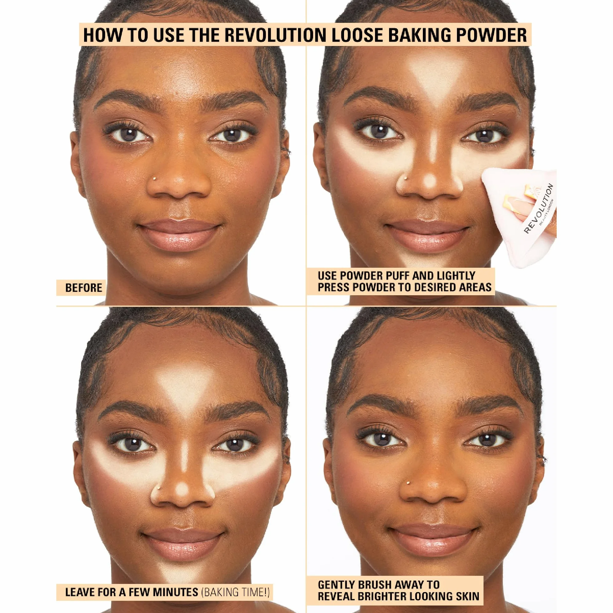 Revolution Beauty Luźny utrwalający puder rozjaśniający, przedłużający okres trwałości makijażu dla wszystkich odcieni skóry, różowy, 32 g