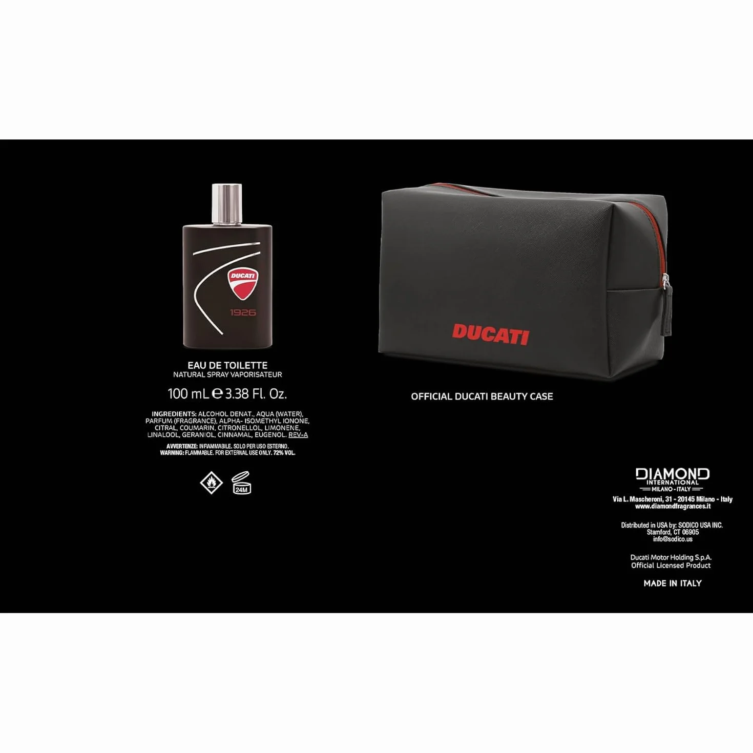 DUCATI | 1926 Pudełko na prezenty dla mężczyzn, perfumy męskie EDT 100 ml + czapka zimowa Ducati, z zapachem drzewnym, aromatycznym i orientalnym
