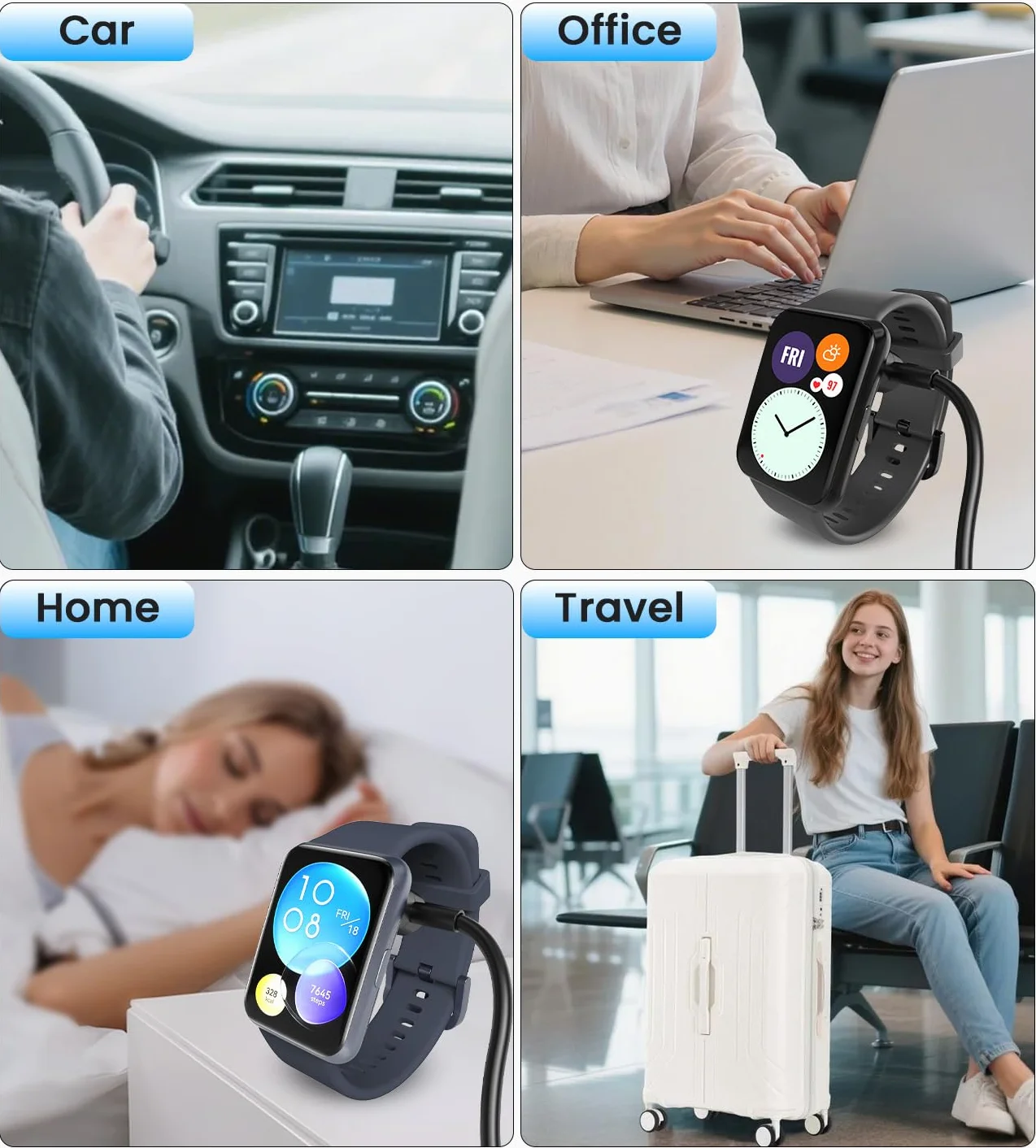 Kabel ładowarki kompatybilny z Huawei Watch Fit 1/2/3/New/Mini/Elegant, Huawei Band 9/8/7/6/6 Pro, Huawei 4X, Honor Band 6/7/9/Watch ES Magnetyczny kabel ładowarki USB-3.3FT