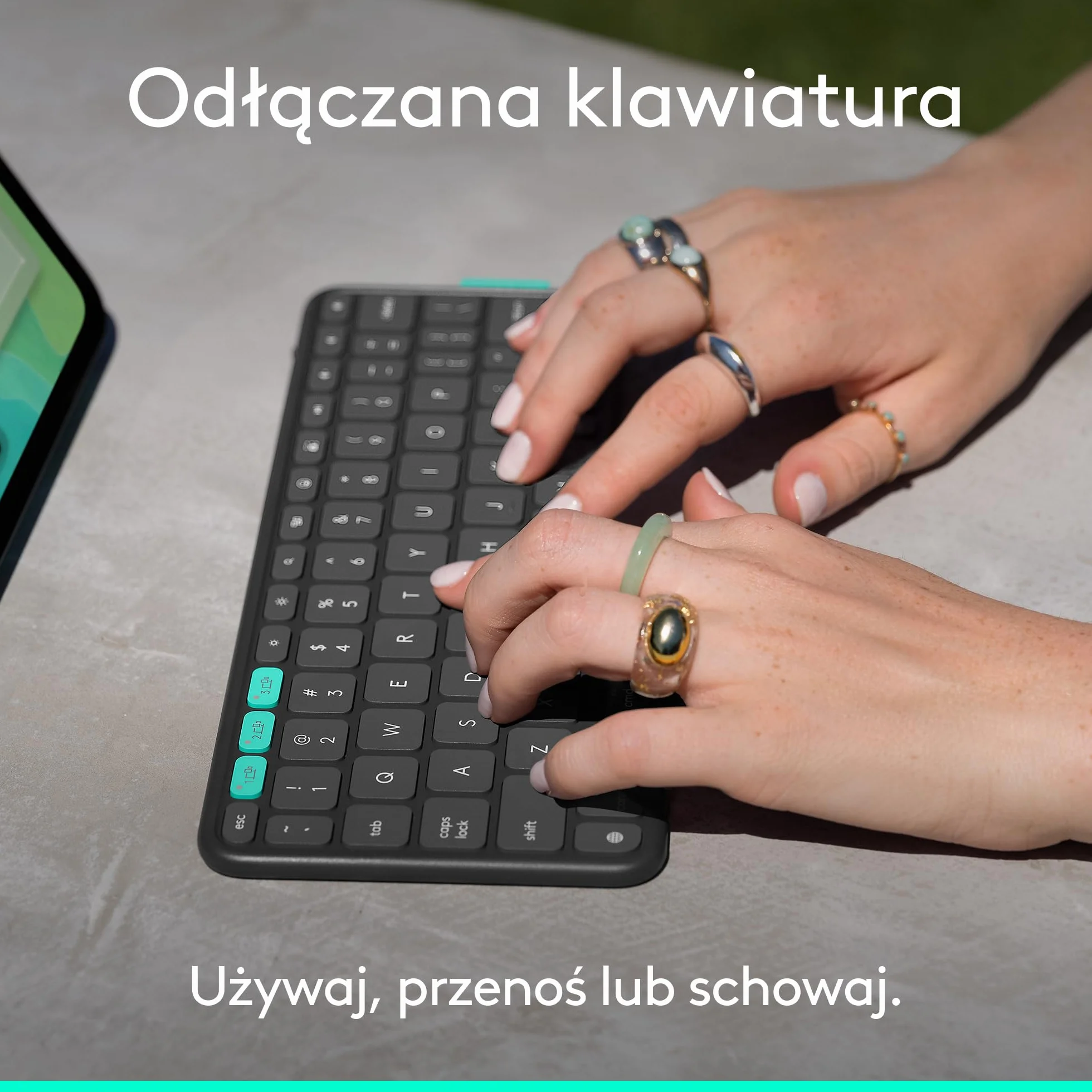 Logitech Flip Folio, etui z klawiaturą do iPada Pro 11 cali (M4 i M5) i iPada Air 11 cali (M2 i M3) (5. generacja — 2024) – chowane etui ochronne do obsługi wielu urządzeń, QWERTY US INT'L – grafitowe