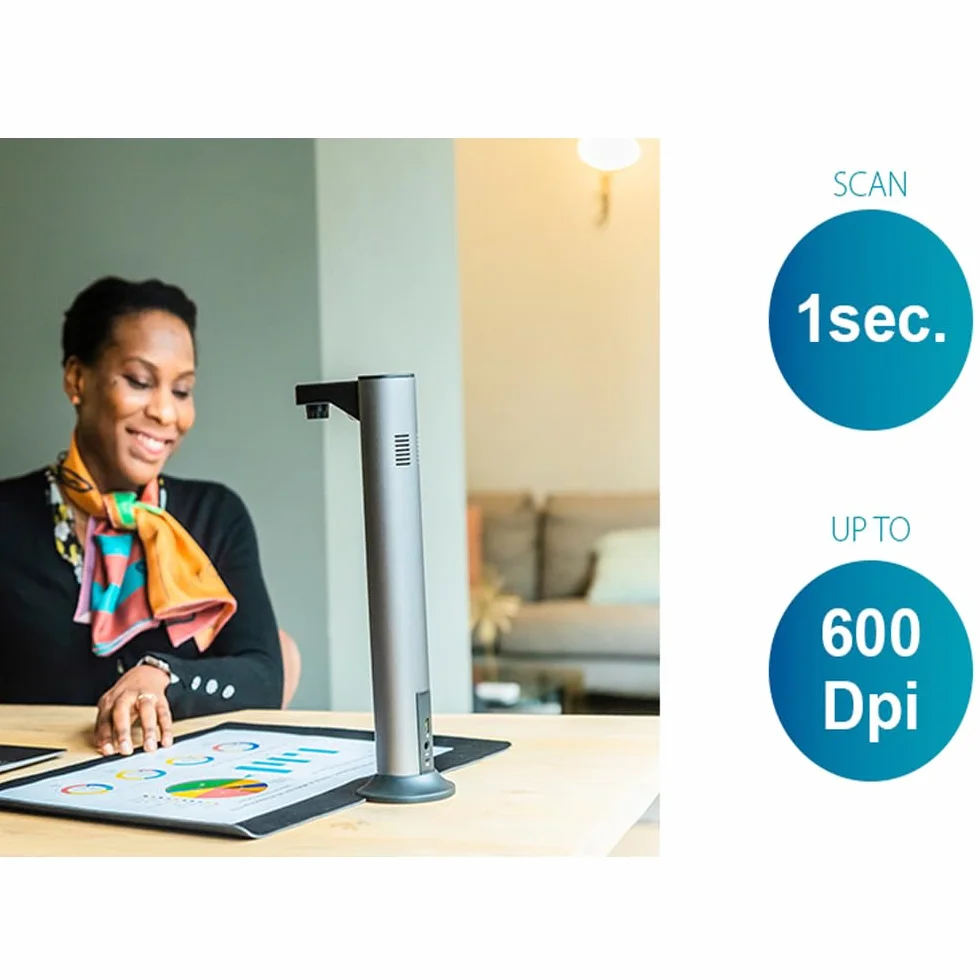 IRIScan Skaner dokumentów biurkowych, skaner ksi??ek - v7pro:4K UltraHD | 18MP | 600dpi | przeno?ny skaner | wizualizator | kamera dokumentalna |OCR|IA sp?aszczenie| skanowanie automatyczne | usuwanie
