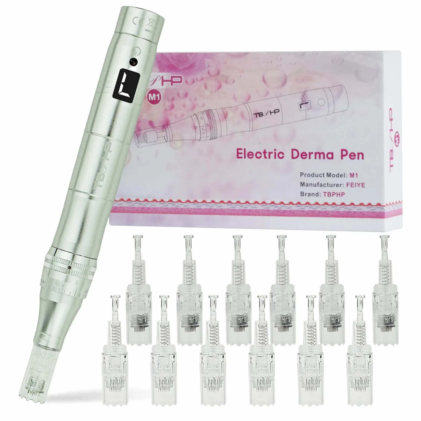 Dermapen TBPHP M1 z LCD mezoterapia + wkłady 12 szt (Srebro)