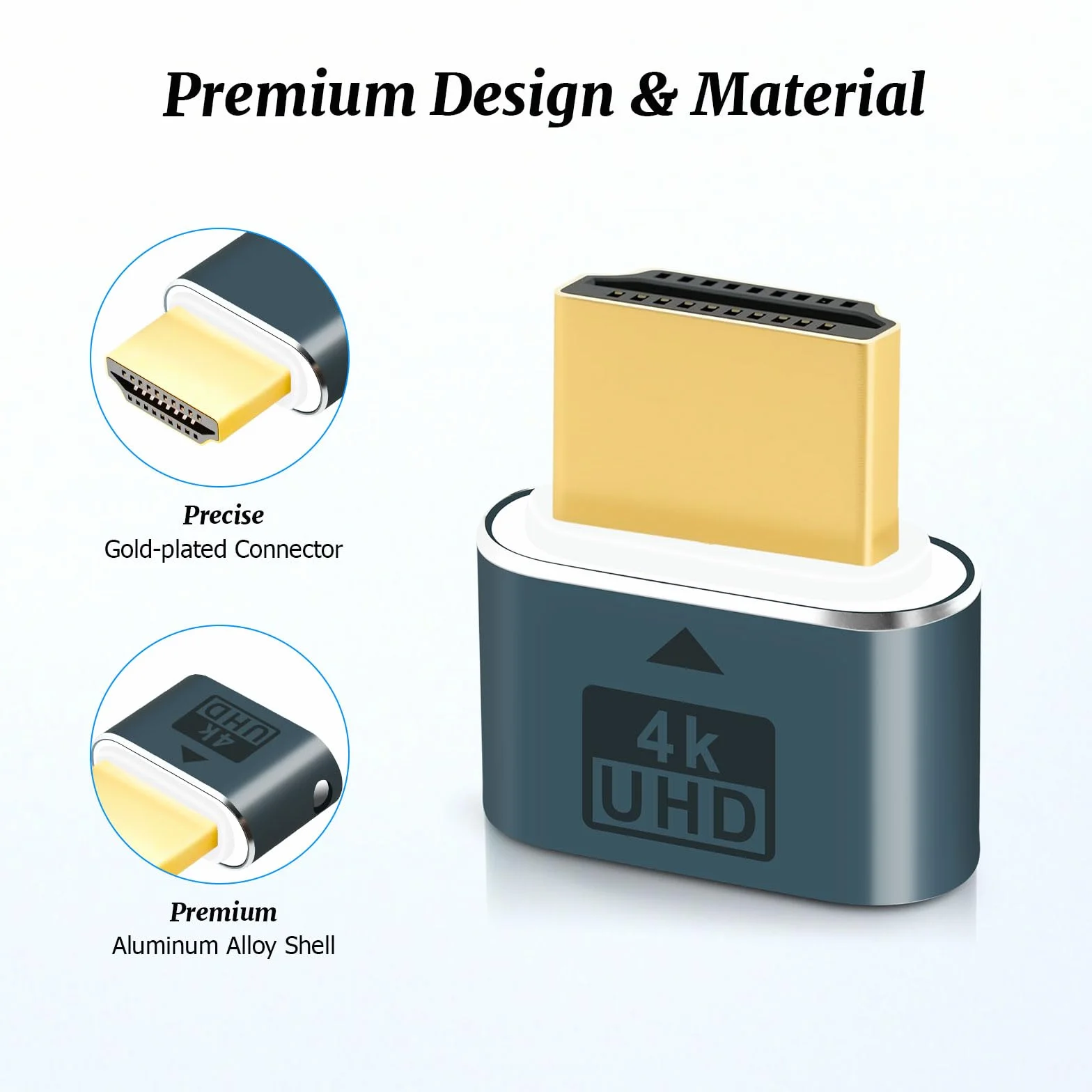 HDMI Dummy Plug, HDMI Dongle Virtual Monitor Display Emulator 4K 60 Hz do Windows Mac OSX Linux (z oświetleniem wskazującym)