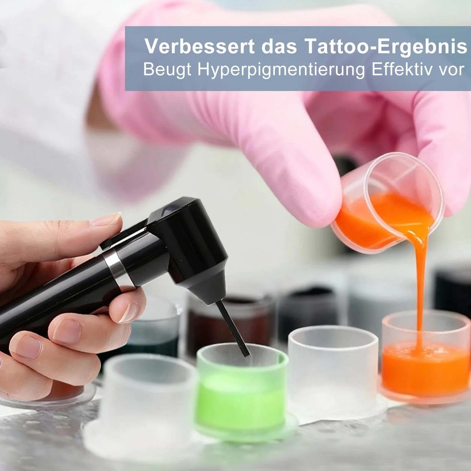 TNSLAND Zestaw do tatuażu – mikser pigmentowy z 100 mieszanymi pałeczkami do tatuażu, mikser pigmentowy, mikser do tatuażu, blender kolorów, permanentne narzędzie do makijażu, akcesoria do