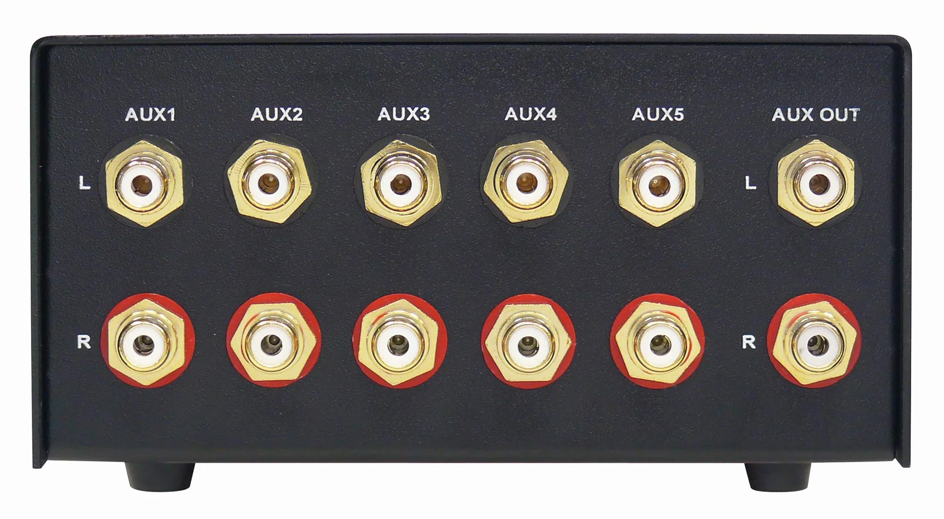 Dynavox Przełącznik rozszerzenia AUX, wejście w metalowej obudowie z 5 wejściami cinch, do wzmacniaczy stereo i Surround, czarny