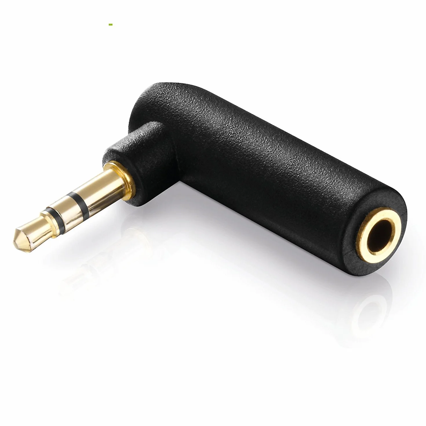conecto CC20097 adapter kątowy 3,5 mm wtyk typu jack (3-biegunowy) na złącze jack (3-biegunowe), pozłacany, czarny