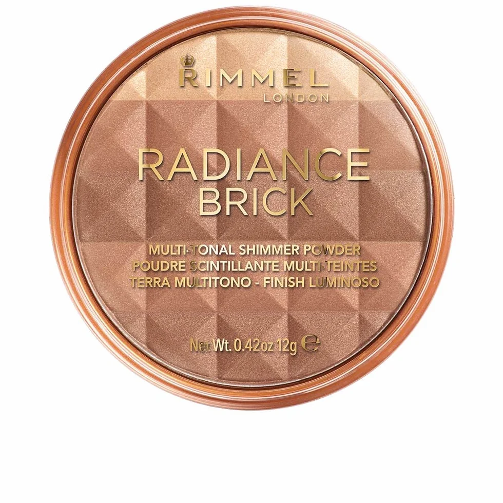 Rimmel London Radiance Shimmer Brick Tłoczony Bronzer, Formuła konturująca Light-As-Air, 002 M, 12 g