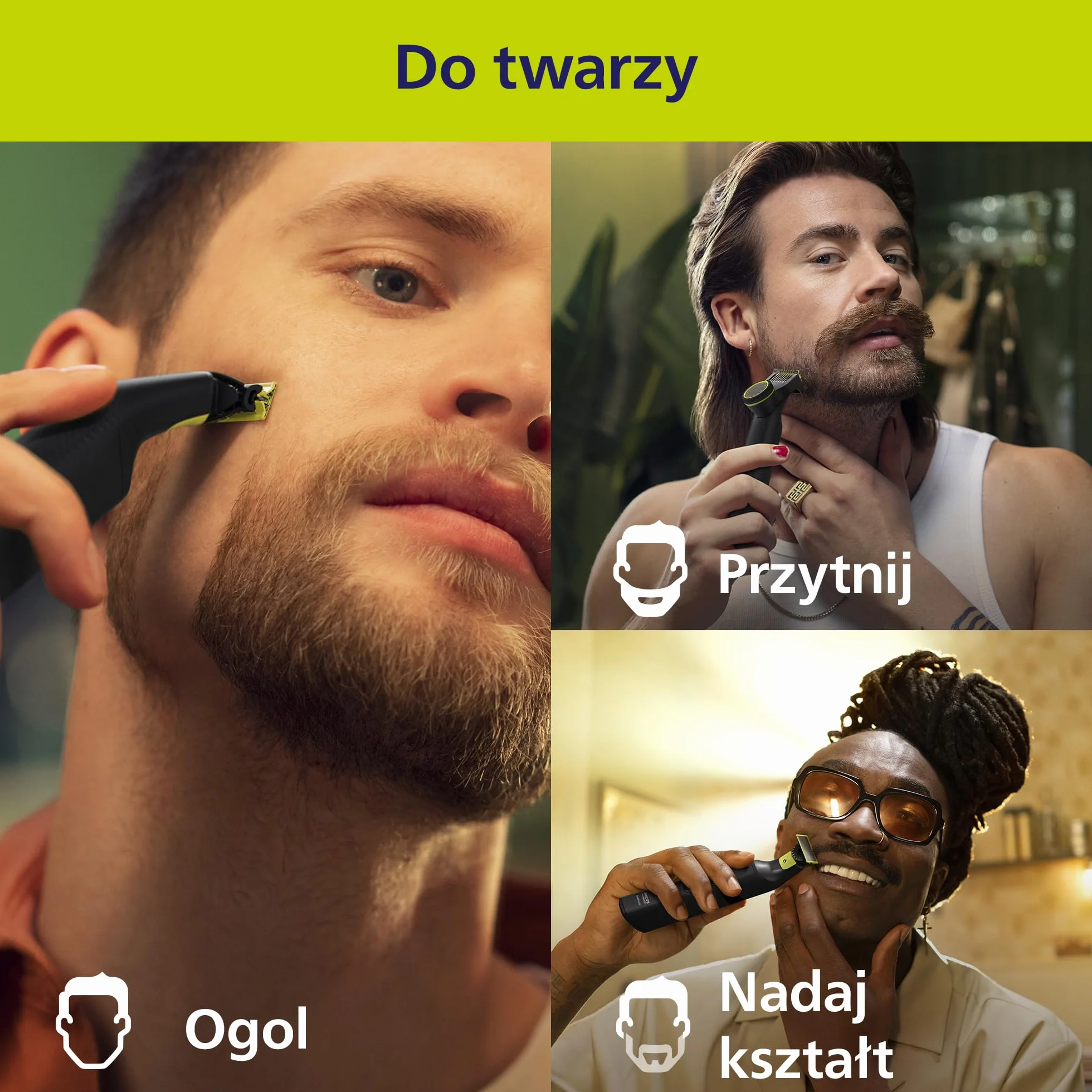Philips OneBlade Pro 360 Autentyczny Elektryczny trymer do twarzy i ciała, golarka i golarka do ciała, 2x ostrza 360, 1x grzebień o długości 20, 1x zestaw do ciała, 1x miękkie etui, QP6552/30