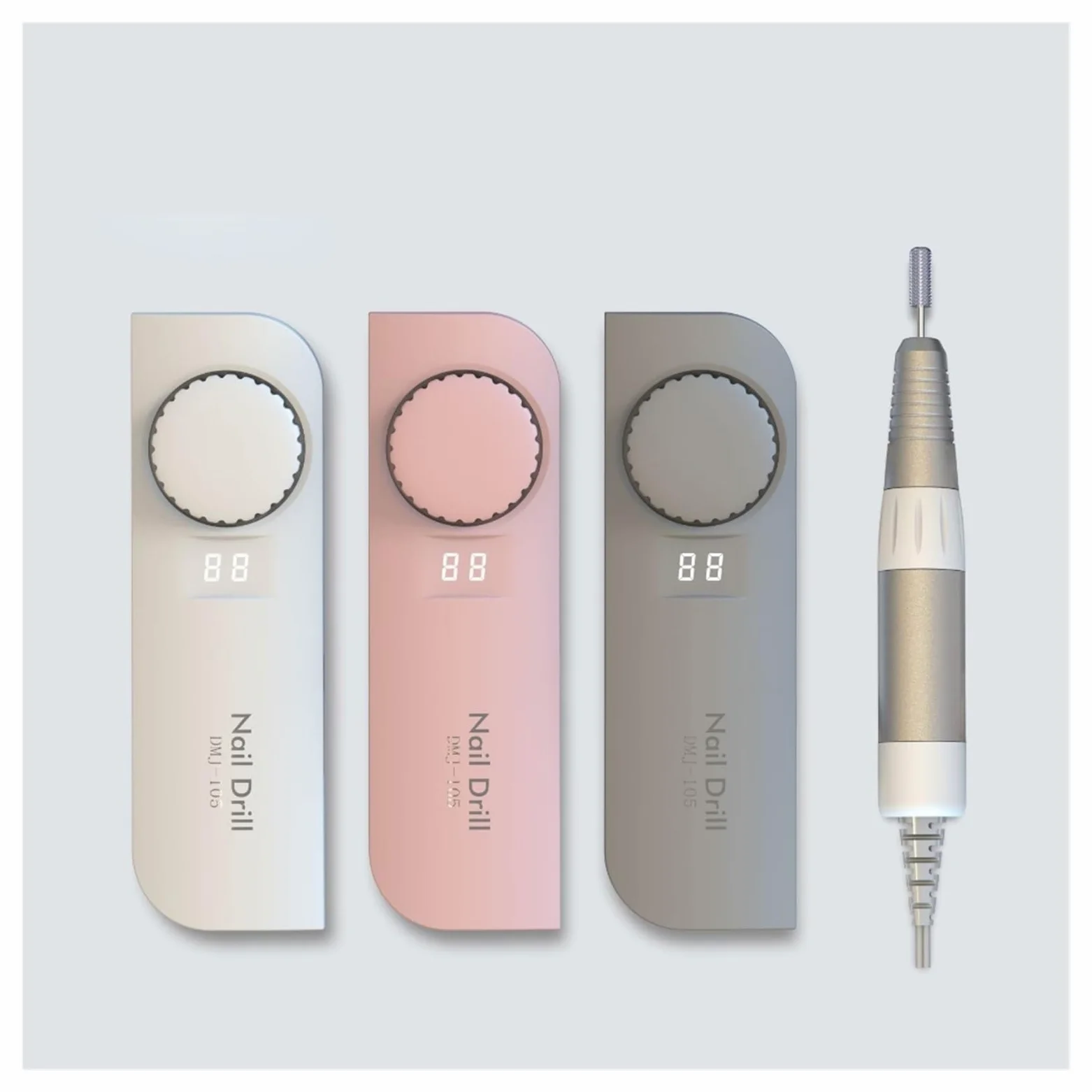 Elektryczna frezarka do paznokci, 35000RPM wiertarka do paznokci, akumulatorowy mistrz paznokci do manicure, przenośna frezarka do paznokci z wyświetlaczem HD LCD(Pink)