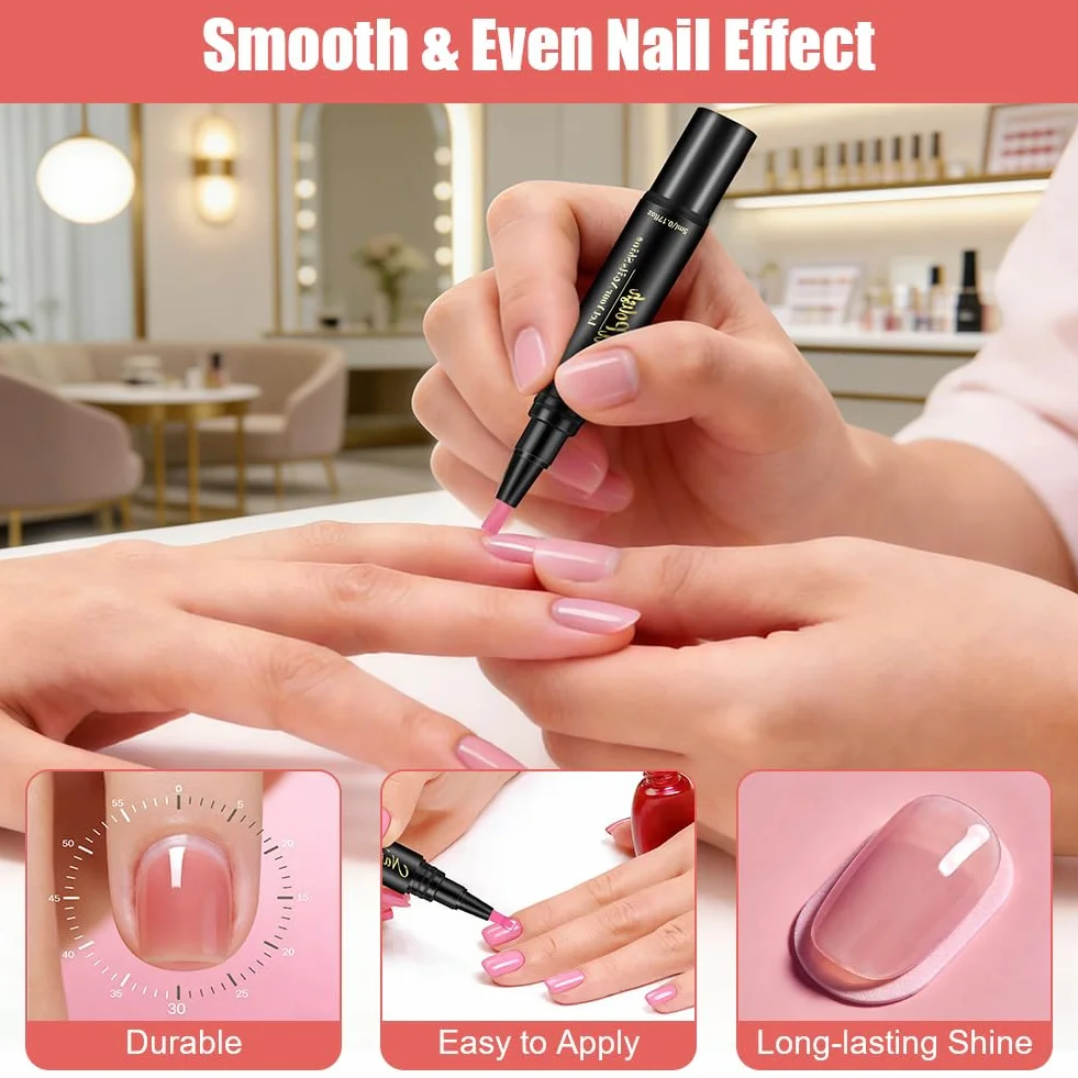 6 sztuk pisaków do paznokci do paznokci, bez UV, szybkoschnący lakier do paznokci, zestaw artystyczny do naturalnych paznokci w 6 kolorach, do profesjonalnego manicure, dziewcząt i kobiet, w