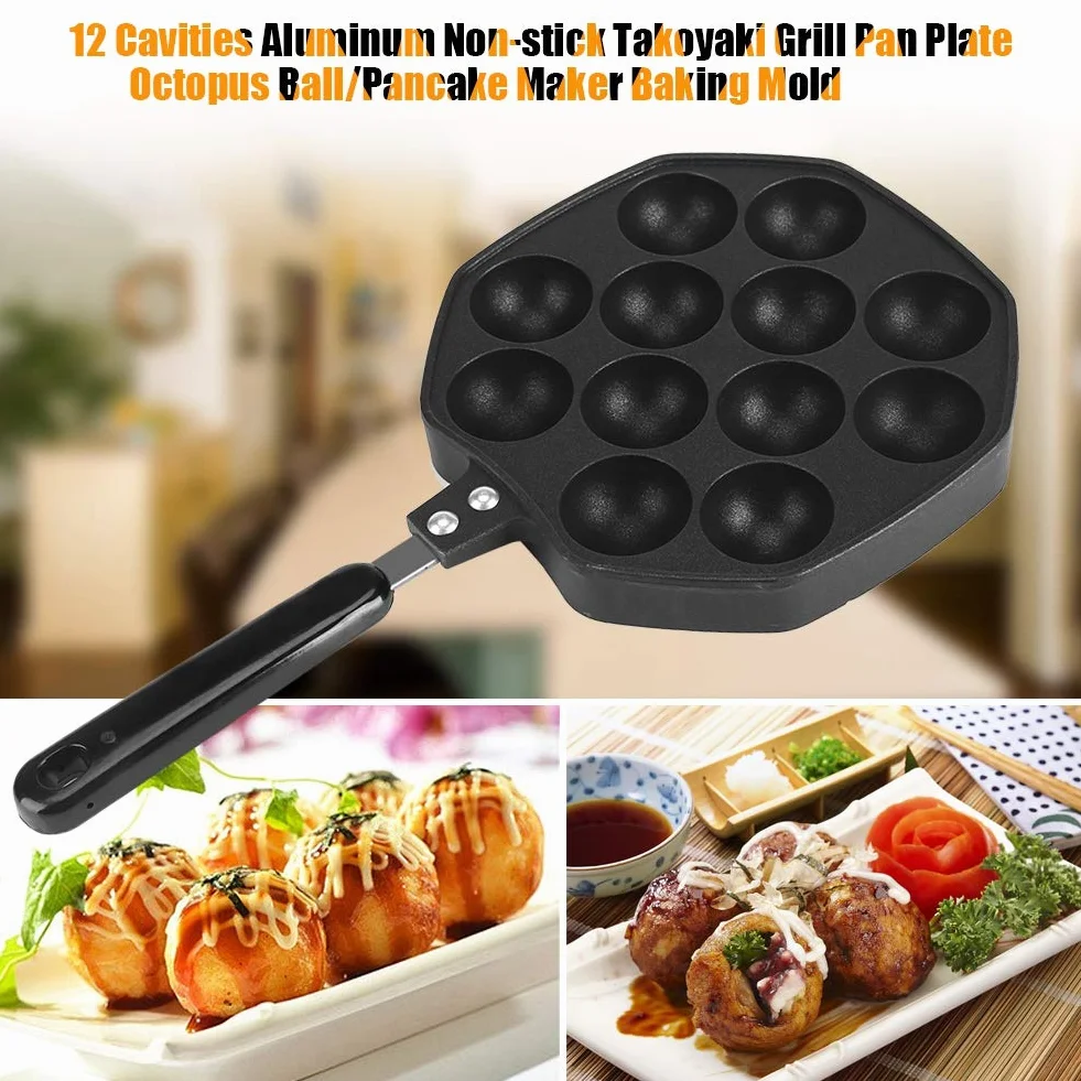 Asixx Aluminiowa Patelnia do Takoyaki Nieprzywierająca 12 Otworów