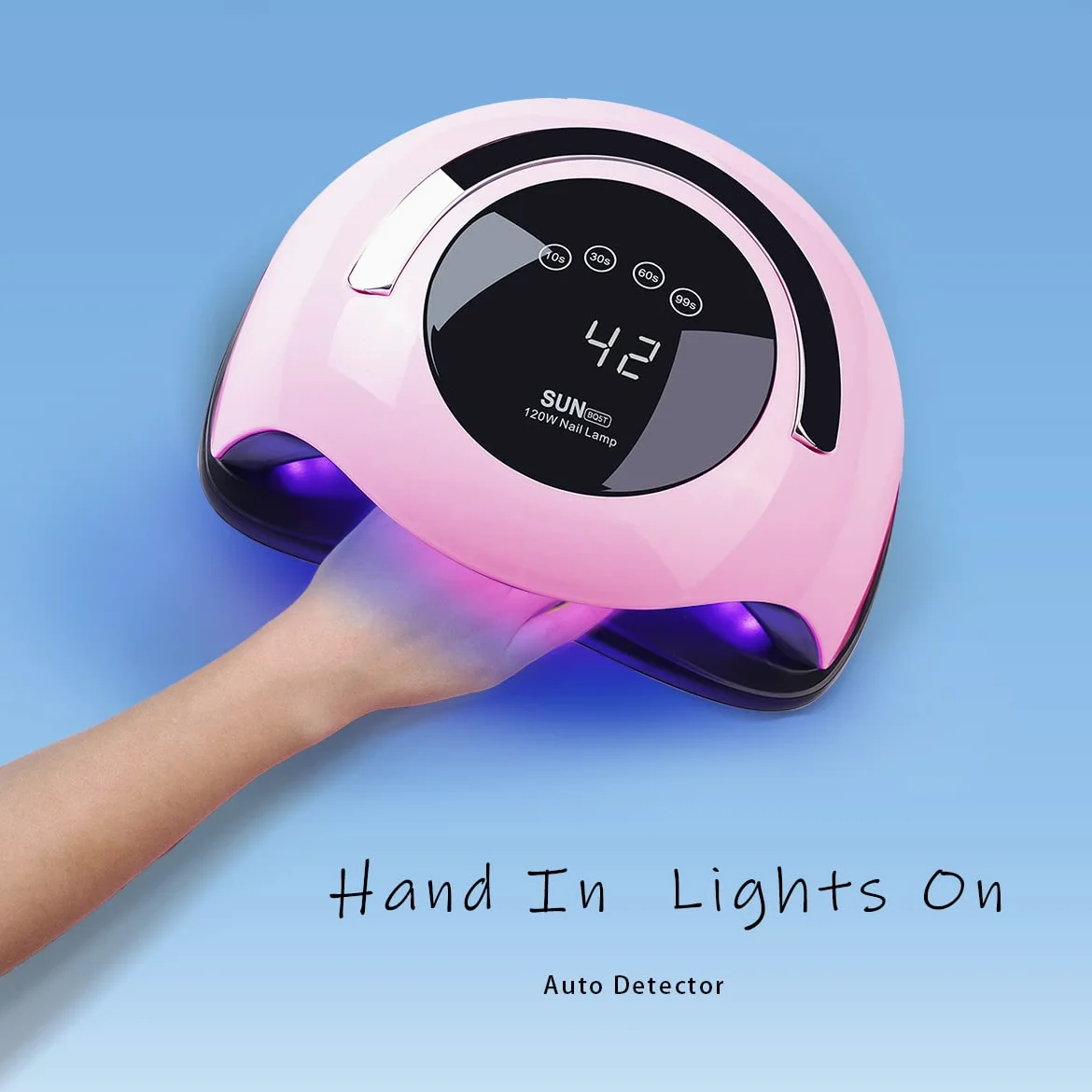 W&H Lampa UV LED do paznokci, szybsza żelowa suszarka do paznokci 120 W, profesjonalna lampa utwardzająca do paznokci i paznokci, maszyna do lakierowania żelowego z 4 ustawieniami timera (Sun BQ5T