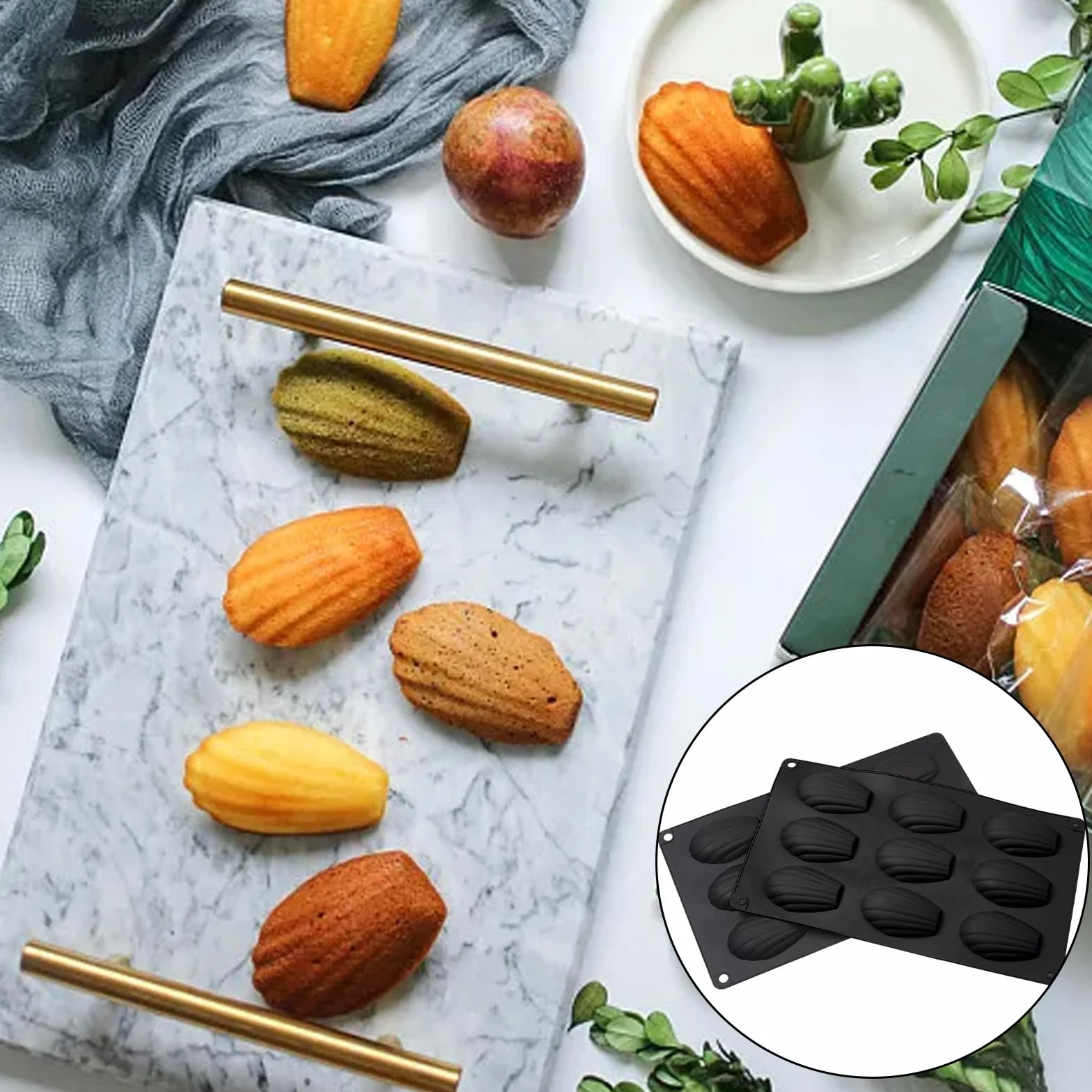 Silikonowe formy do pieczenia Madeleine 2 sztuki 9 pustych przestrzeni