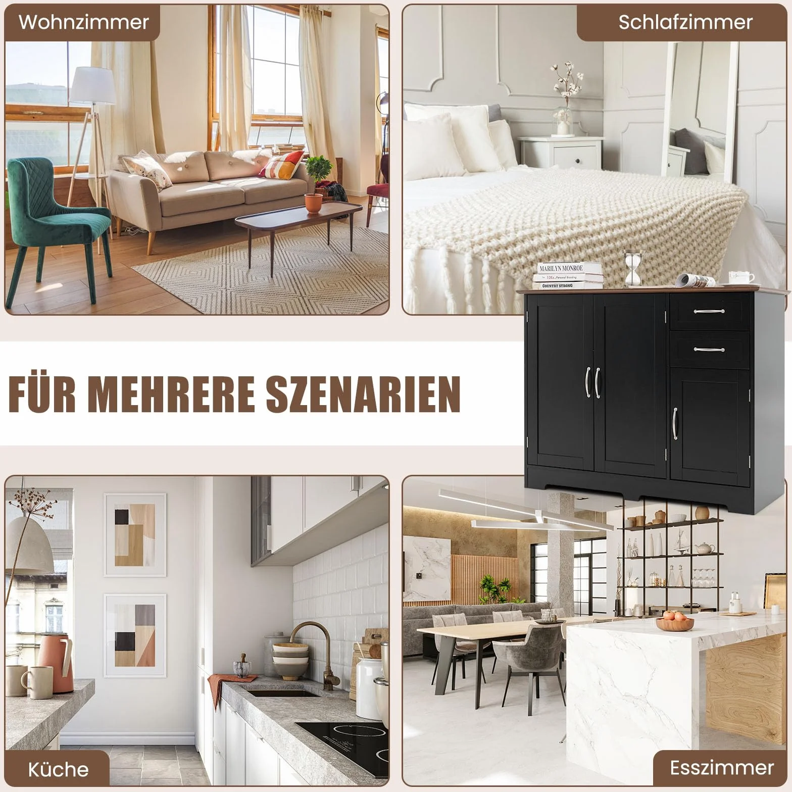COSTWAY Kredens szafka kuchenna z blatem roboczym 100 x 40 cm czarna