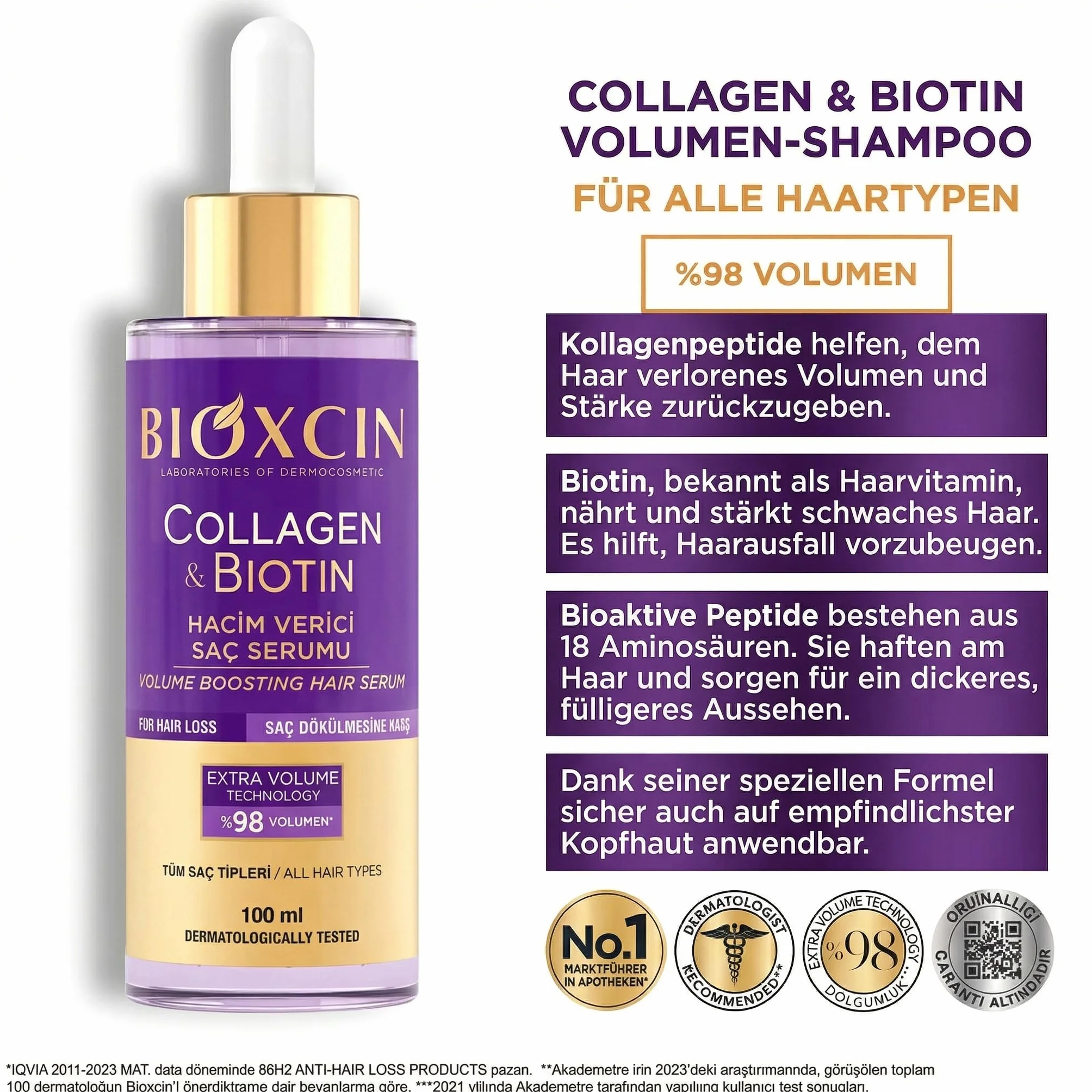Bioxcin Kolagen i biotyna serum przeciw wypadaniu włosów 100 ml wzmacniające do cienkich włosów