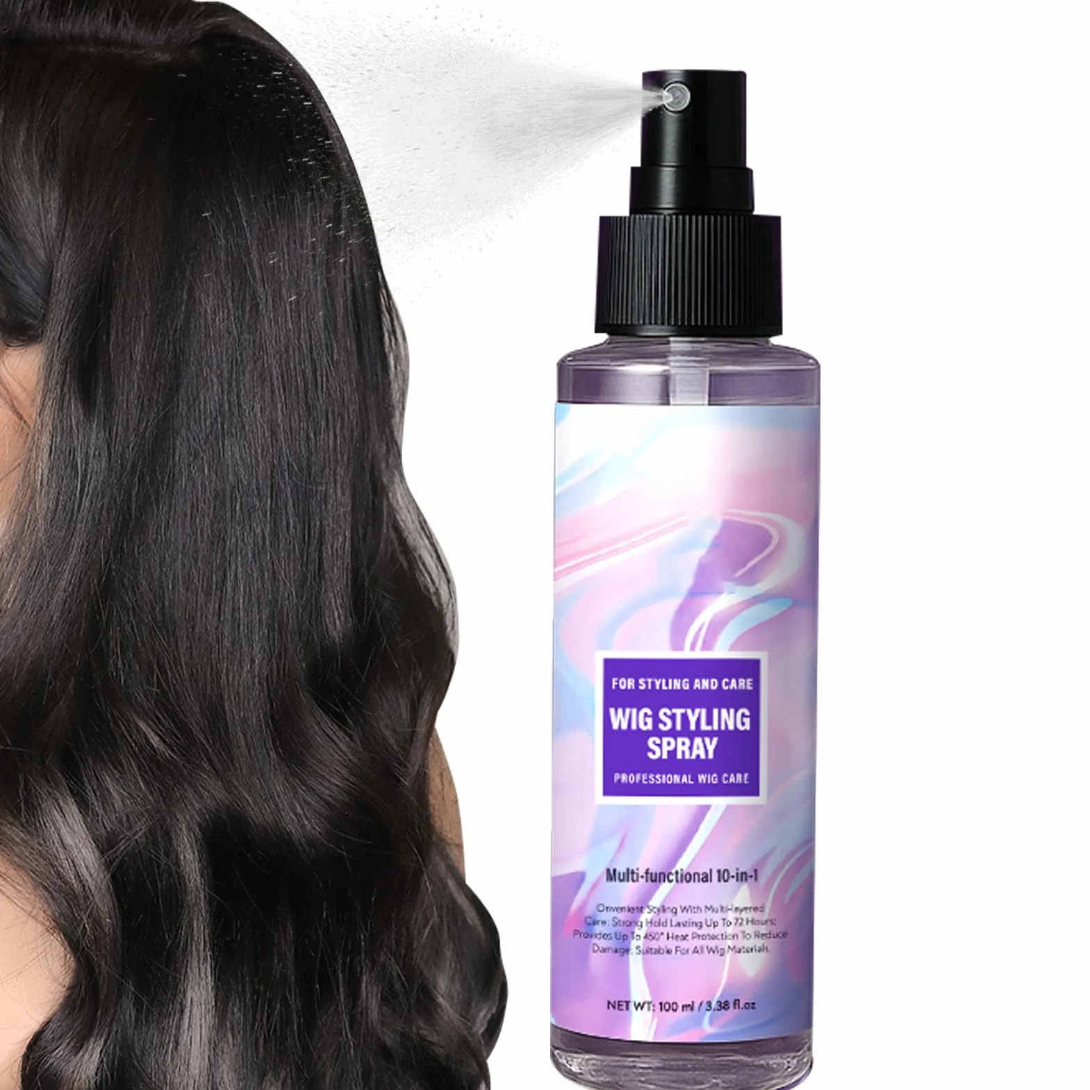 Hair Spray, Wig Spray, 100ml, Shine Without Grease, Gentle on Fibers, Nourishing Hydrating Care for Extensions, Accessories, Women, Men, Travel, Salon, Daily Use, Home, Styling