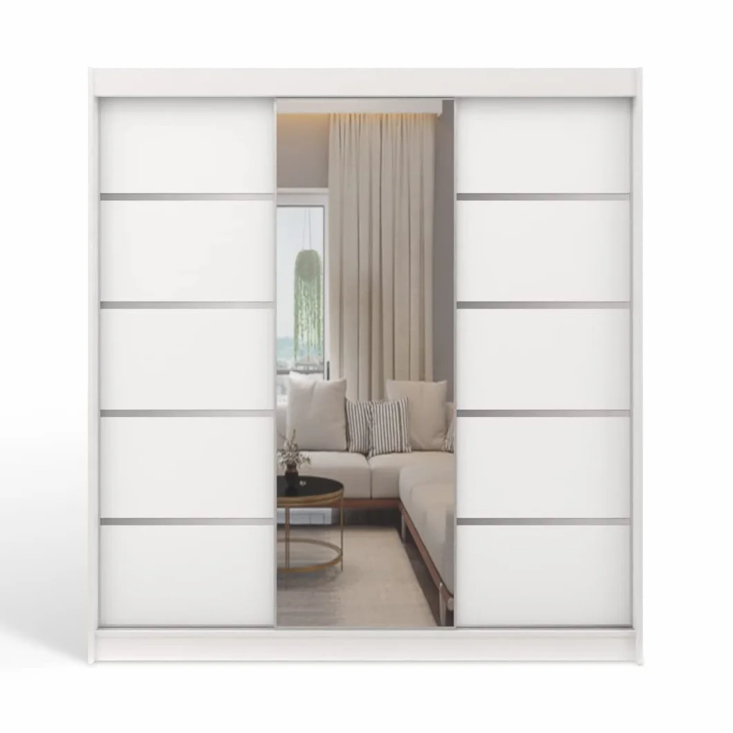 ML Furniture D6 Szafa z drzwiami przesuwnymi 200 cm z lustrem Czarny 3 drzwi