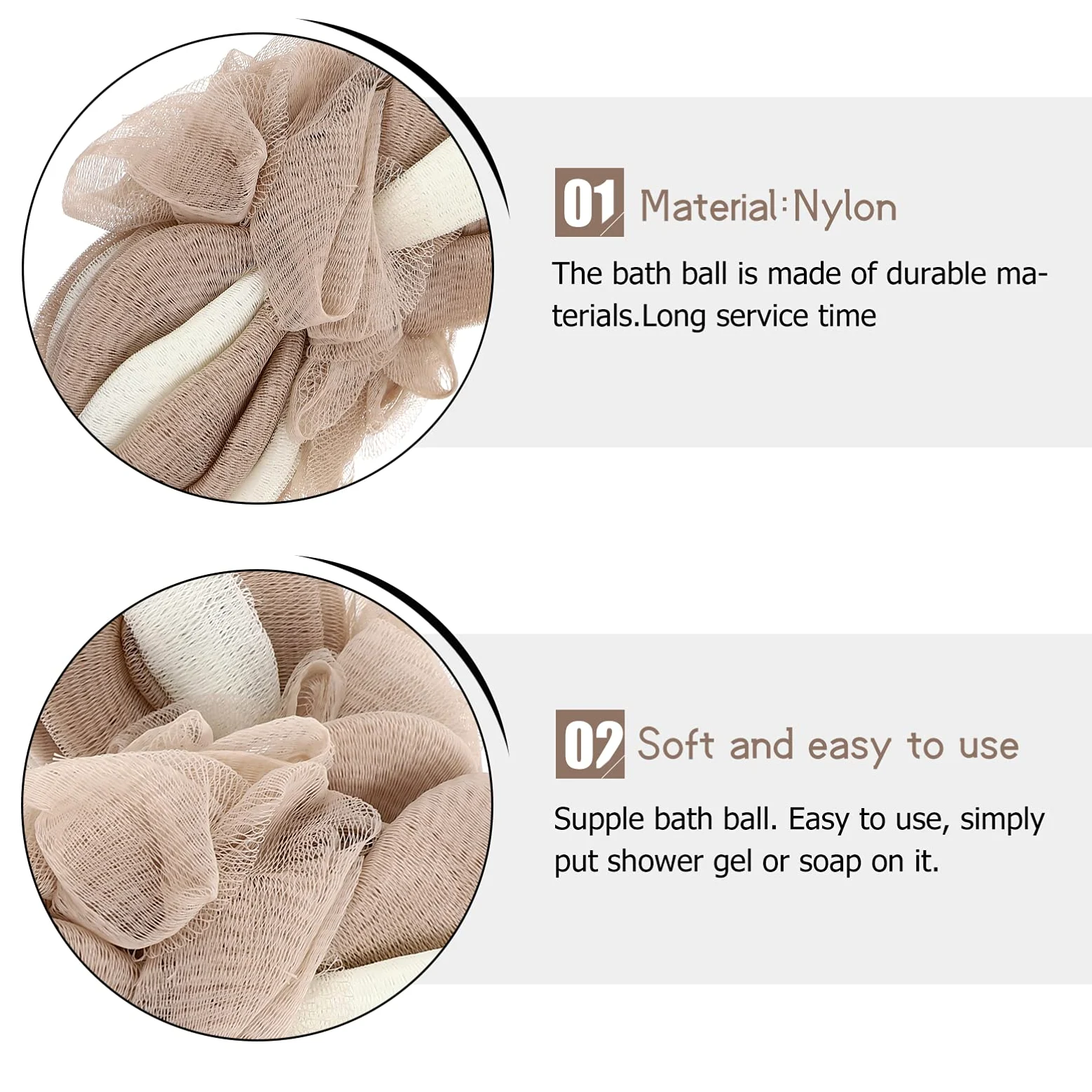 2 szt. Powrót Scrubber gąbka do kąpieli rozciągliwa siatkowa pufa Loofahs piłka prysznicowa pasek złuszczający ciało dla kobiet mężczyzn (szary) (khaki)