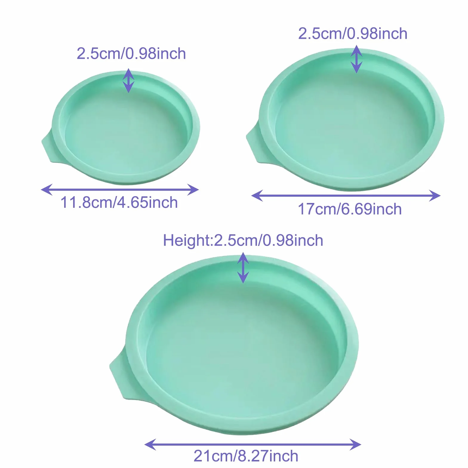 Silikonowe formy do pieczenia ciast 20 cm 15 cm 10 cm 3 szt
