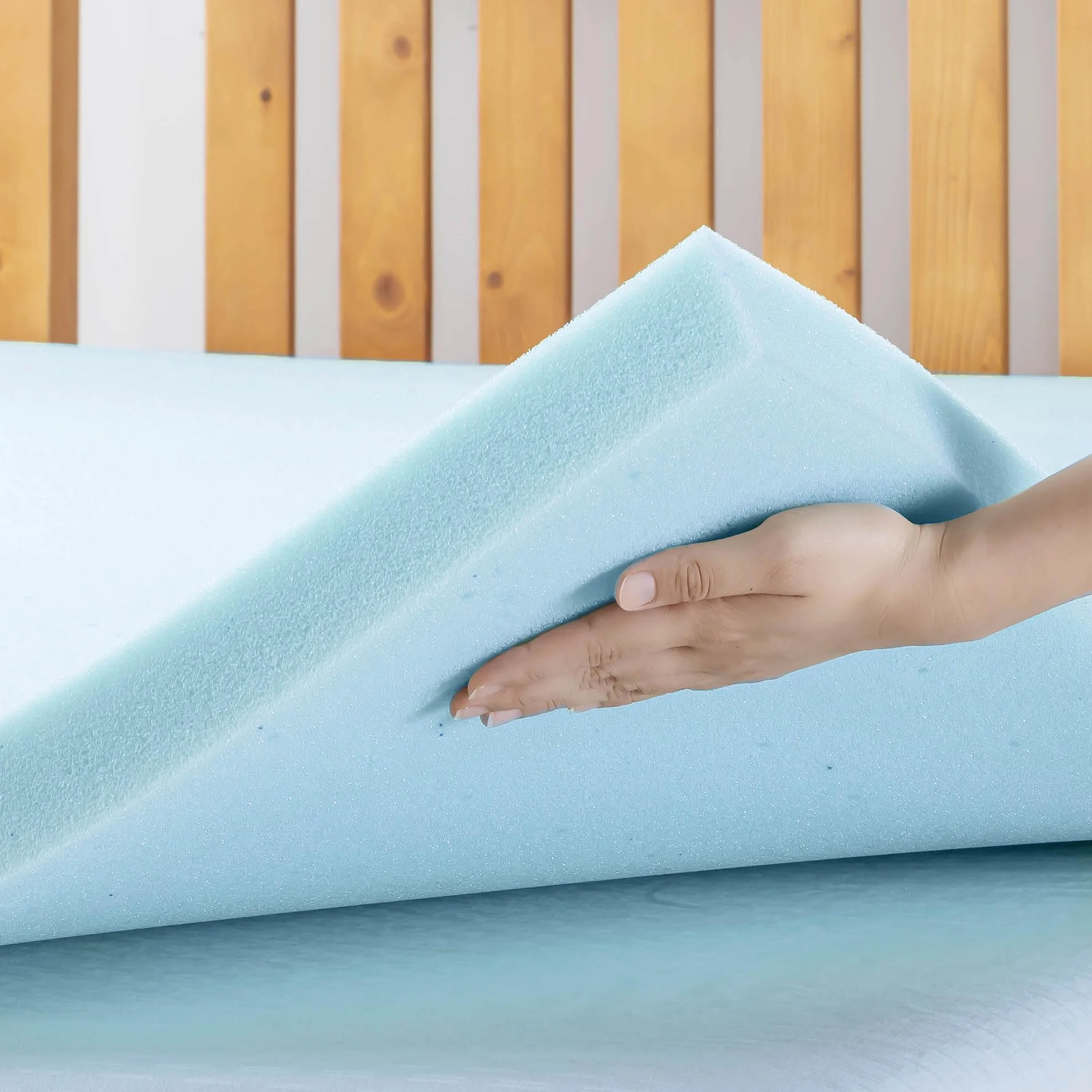 Wentylowana żelowa nakładka z pianki z pamięcią kształtu 5 cm podwójna niebieska
