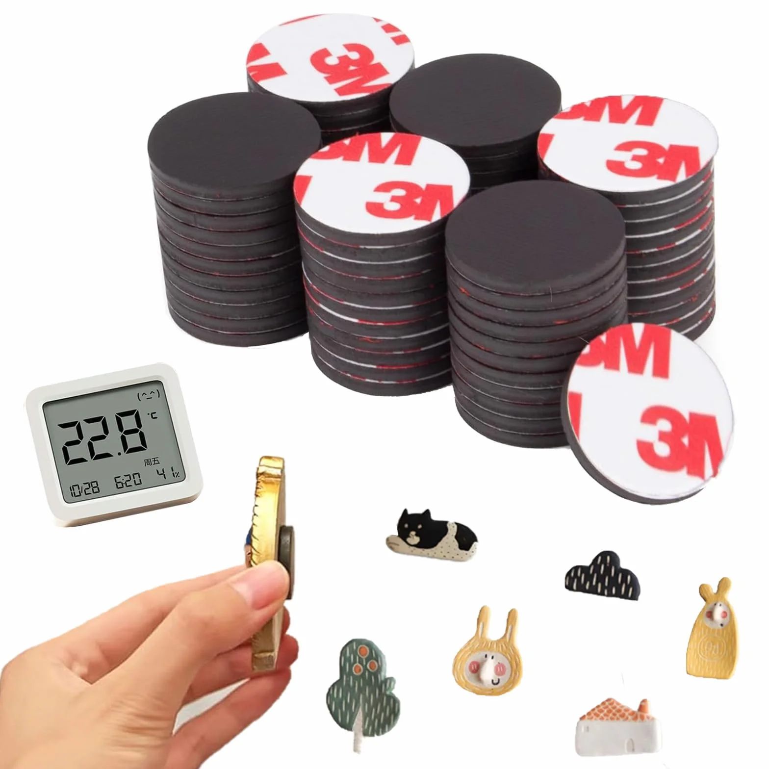 26 sztuk okrągłych płytek magnetycznych, samoprzylepnych, 20 mm, taśmy magnetyczne, samoprzylepne naklejki magnetyczne, magnesy do klejenia, samoprzylepne magnesy na lodówkę, magnesy tablicowe
