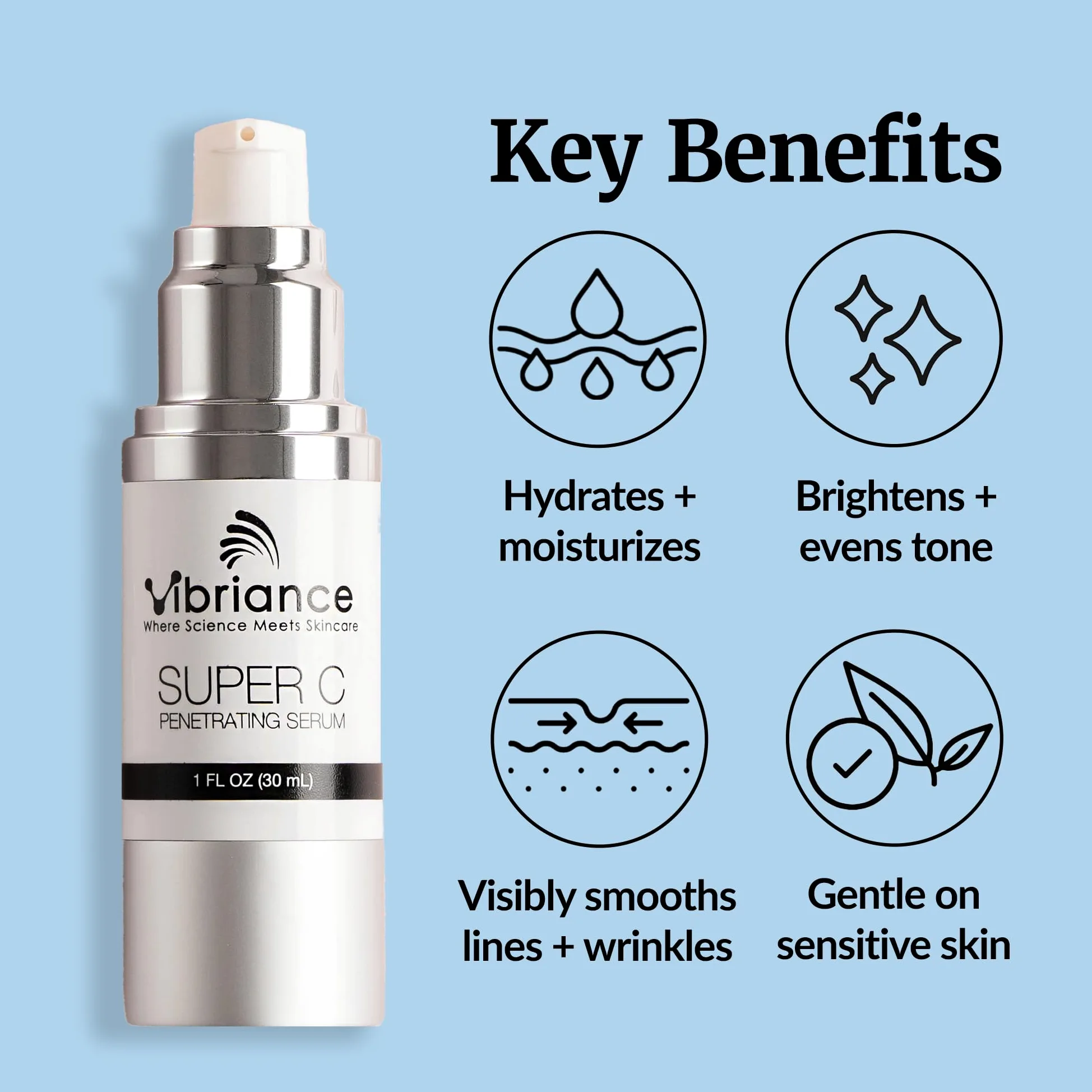 Vibriance Super C serum do skóry dojrzałej, wyprodukowane w USA, formuła All-In-One Hydrates, Firms, Lifts, Targets Age Spots, Wrinkles, & Smooths Skin, The Original Super C Serum - 30 ml (30 ml),