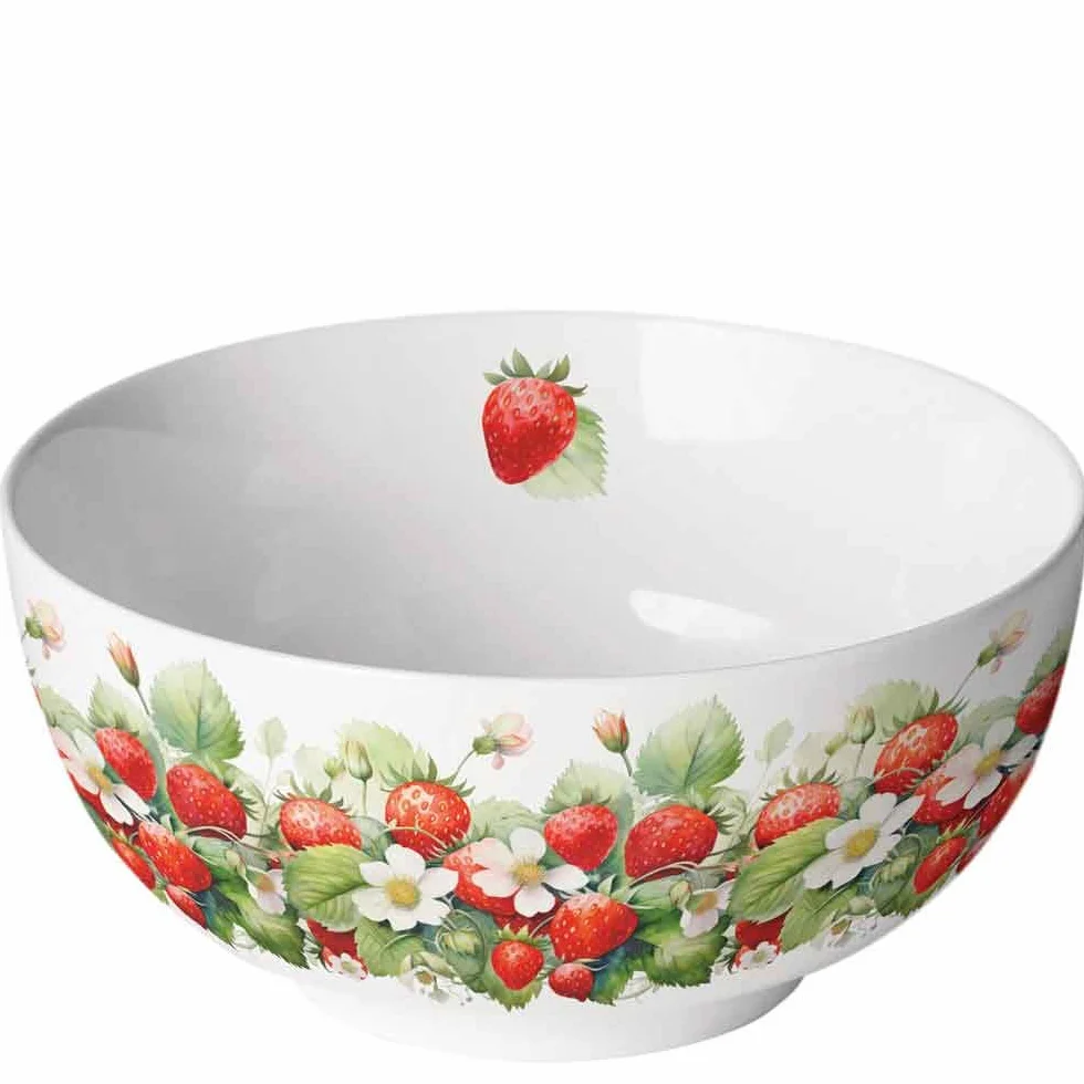 Ambiente Porcelanowa miska Juicy Strawberries, New Bone China, średnica 13,5 cm, 0,4 l, nadaje się do mycia w zmywarce