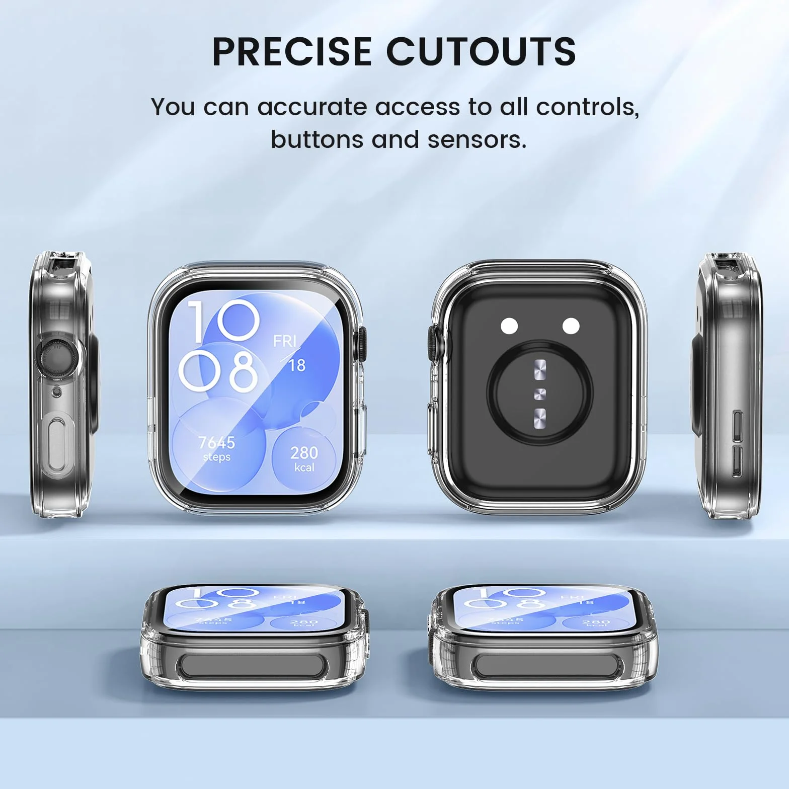 Etui Kamita kompatybilne z Huawei Watch Fit 3, miękkie etui z tworzywa TPU, z osłoną ekranu, odporne na wstrząsy, pełne pokrycie, ochronne do Huawei Watch Fit 3, przezroczyste x 3 szt