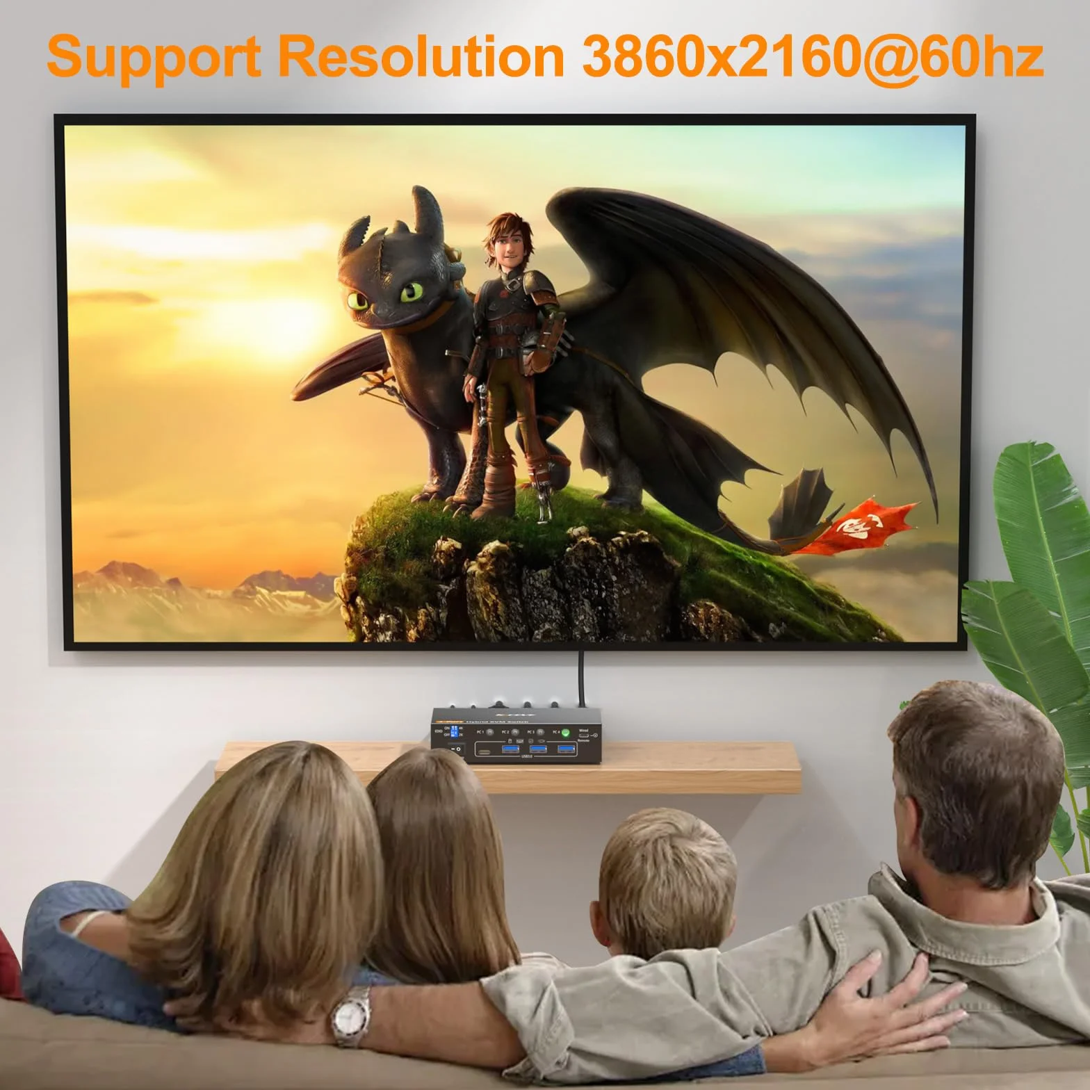 KVM Switch 1 monitory 4 PC, 4K @ 60 USB C+ Displayport + przełącznik HDMI KVM z 4 portami USB 3.0, klawiaturą i kontrolerem biurkowym