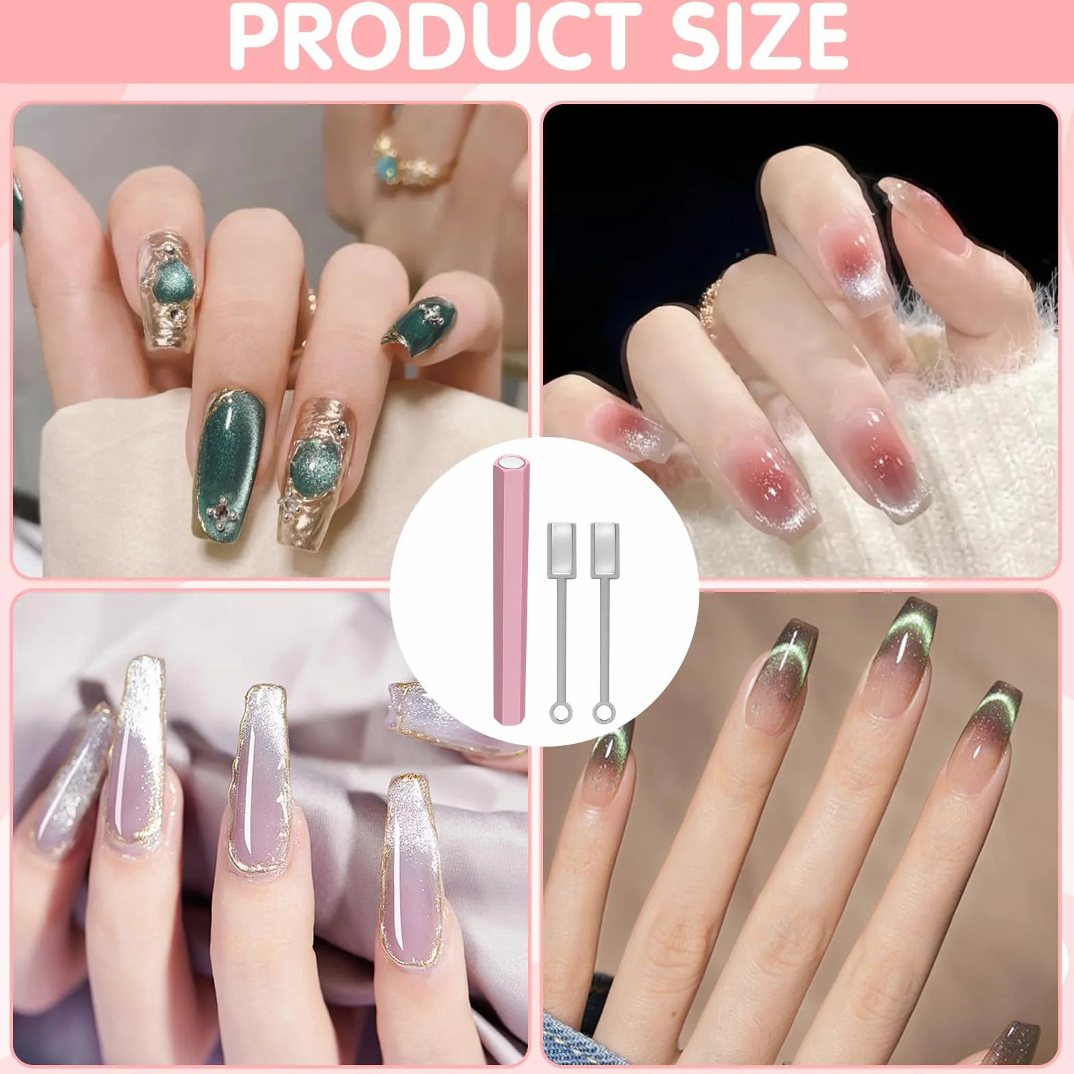 3 szt. Zestaw narzędzi do magnesów, podwójna głowica mocne paznokcie Magnet Stick sześciokątny magiczny magnes różdżka