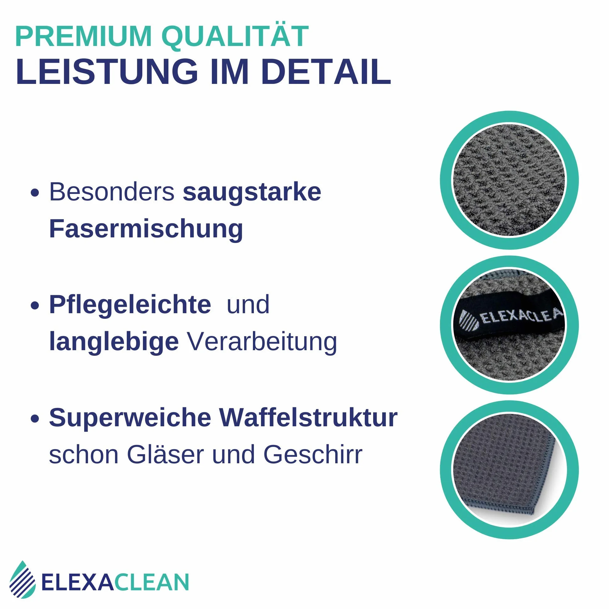 ELEXACLEAN ręczniki kuchenne z mikrofibry 68x42 cm antracyt ciemnoszary 3 szt.