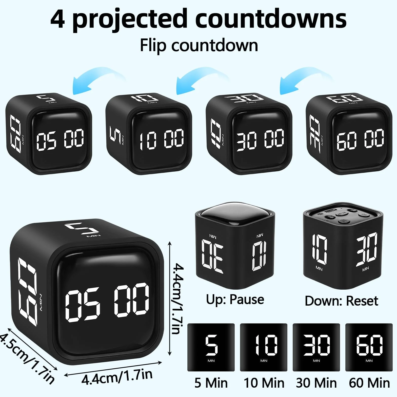 Farerkass Pomidor Cyfrowy Timer Cube Studio Timer 5-10-30-60 Minut Używany w Biurze, Gabinecie, Dzieciach, Kuchni i Cwiczeniach