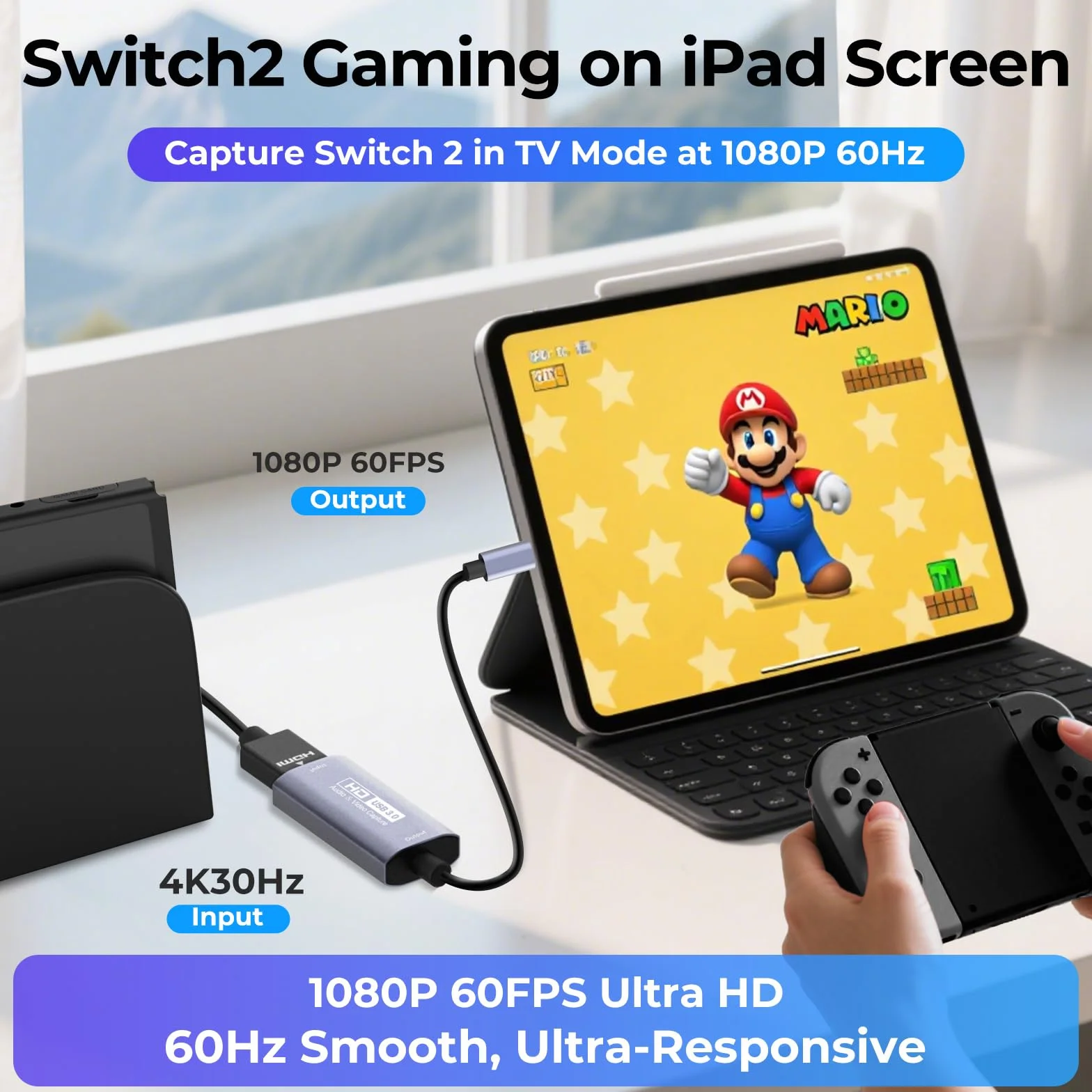 Guermok Karta przechwytywania wideo, karta przechwytywania audio USB 3.0 HDMI na USB C, 4K 1080p60fps urządzenia przechwytujące do gier na żywo rejestrator wideo, działa z systemem Windows Mac OS dla