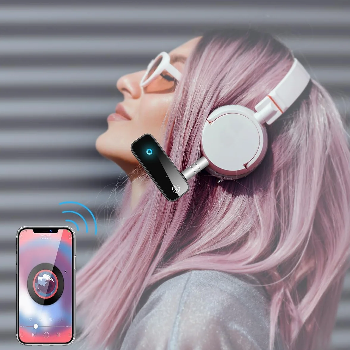 Nadajnik i odbiornik Bluetooth 5.0, bezprzewodowy adapter Bluetooth 2 w 1, 3,5 mm mini bezprzewodowe adapter audio Bluetooth z niskim opóźnieniem, wtyczką i odtwarzaniem dla domu telewizyjnego