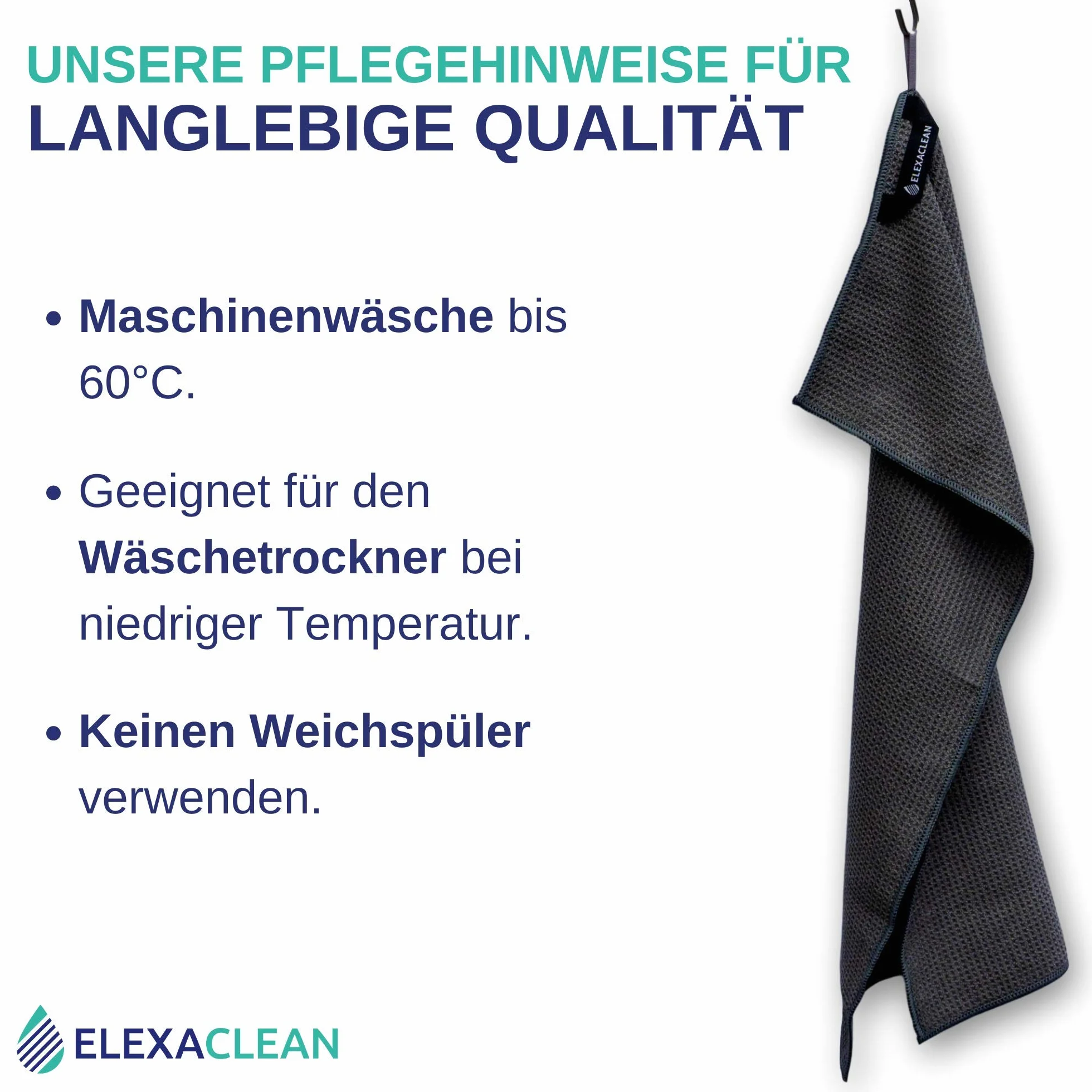 ELEXACLEAN ręczniki kuchenne z mikrofibry 68x42 cm antracyt ciemnoszary 3 szt.
