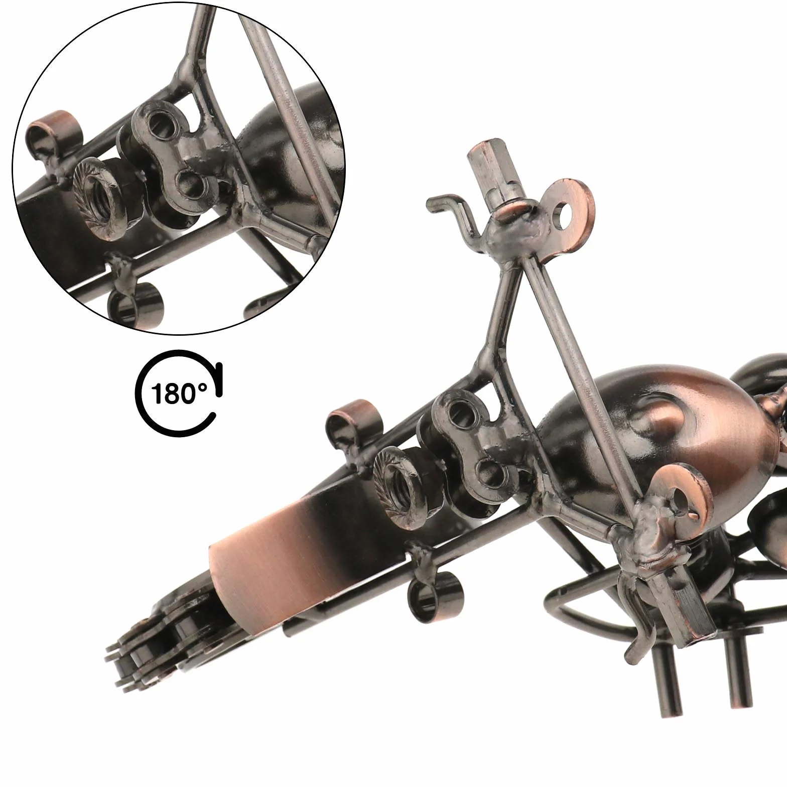Retro Vintage metal motocykl brąz ręcznie metalowy model koła łańcuchowego ornament sztuka rzeźba kolekcjonerska prezent