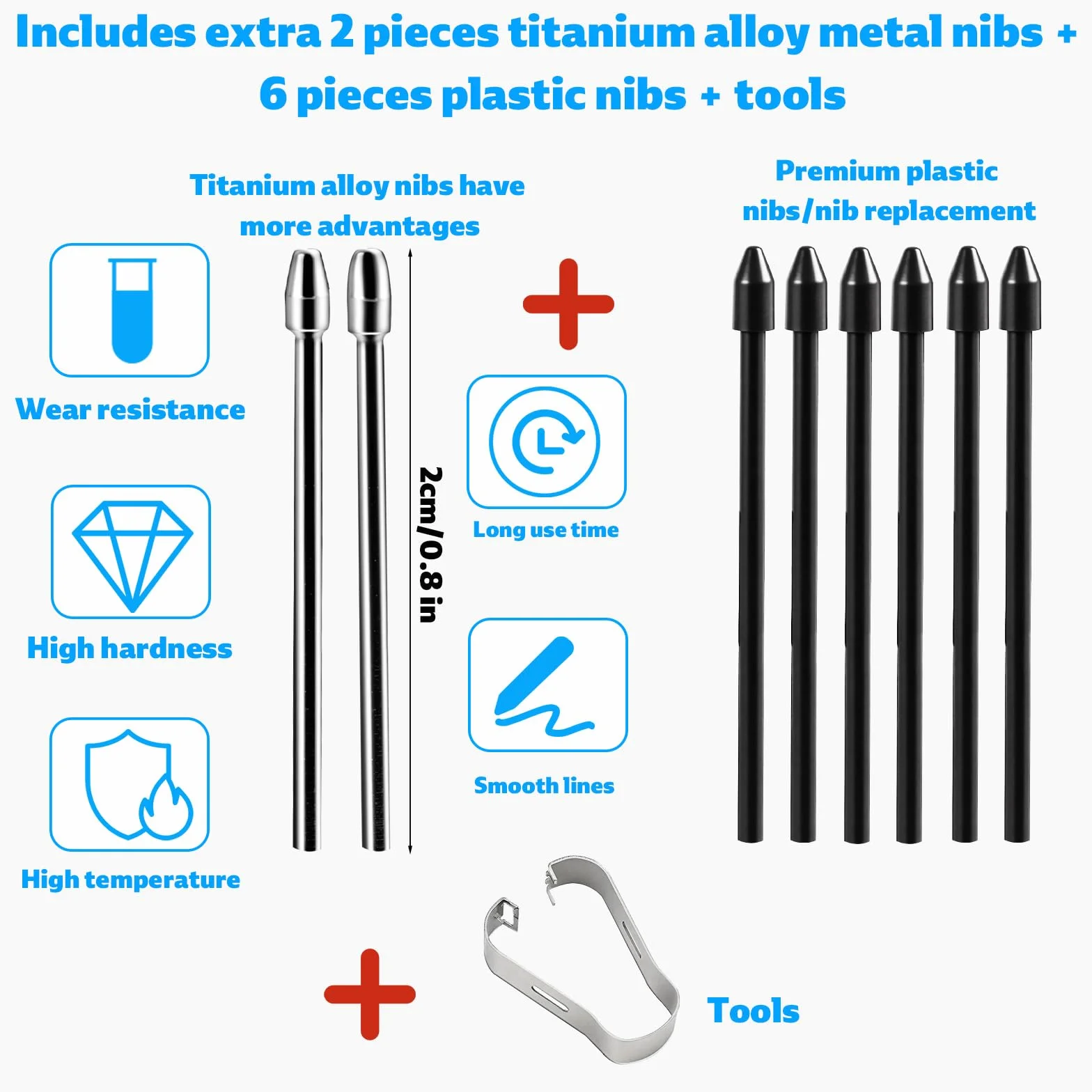 Gosknor 8szt Końcówki Zamiennych do S Pen, Metalowych i Plastikowych Stalówki Rysika z Klipsem Kompatybilny z Samsung Galaxy Tab S10+/S10 Ultra/ S9 / S8 / S7 / S6 Lite / S22 / S23 / S24 Ultra