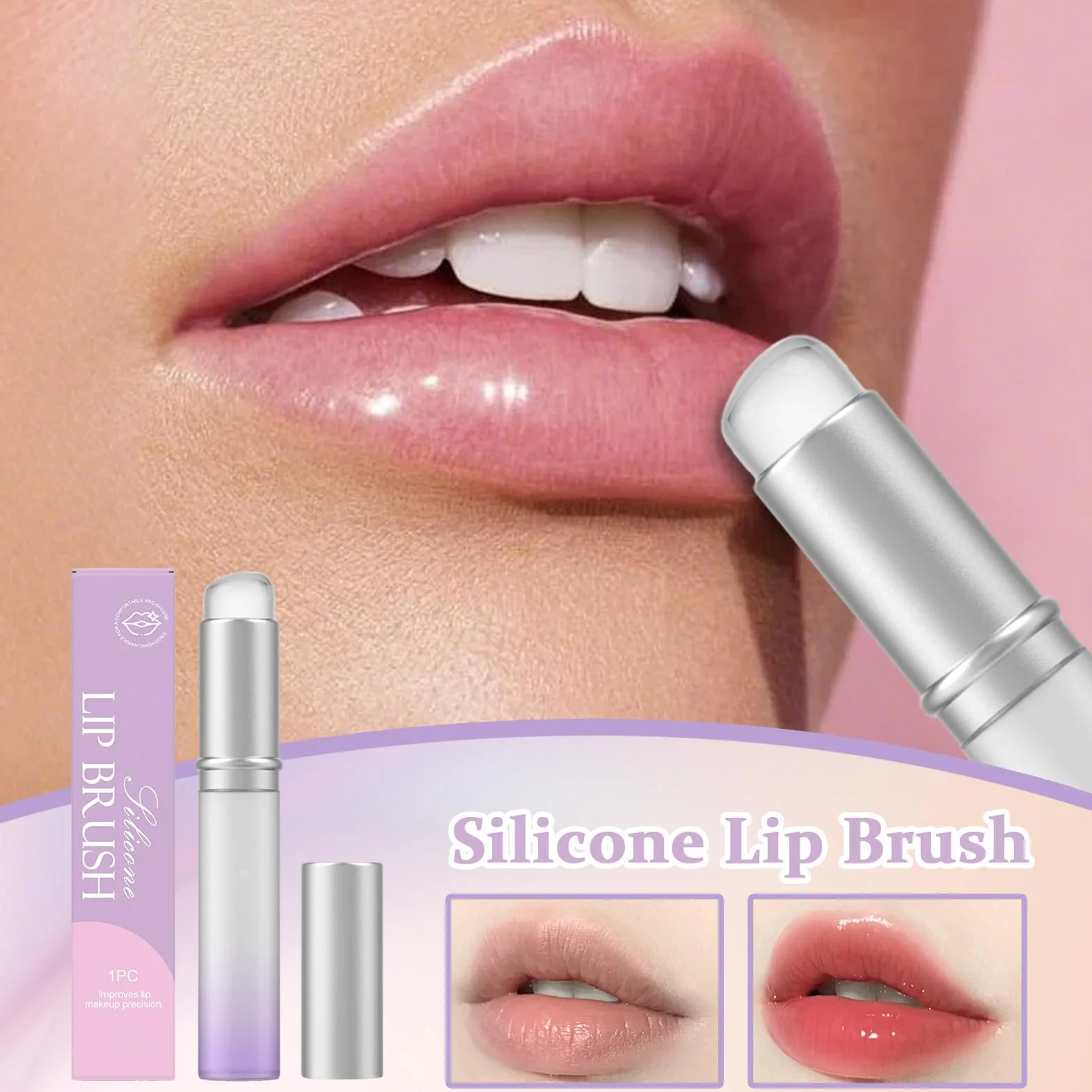 Aplikator do ust – silikonowy pędzel do ust do rozjaśniania | produkty pielęgnacyjne do balmu i peelingu, kremu, cieni do powiek, eyelinera, w podróży, w domu, na co dzień